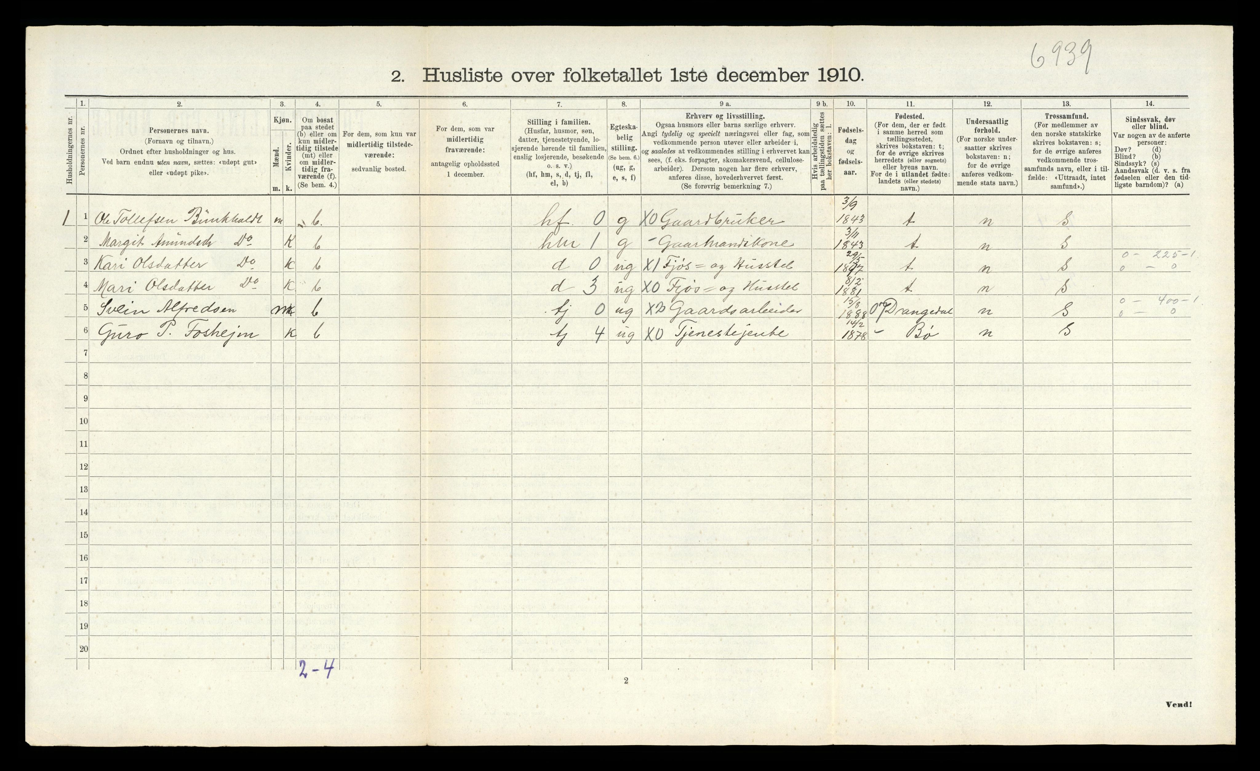 RA, 1910 census for Sauherad, 1910, p. 720