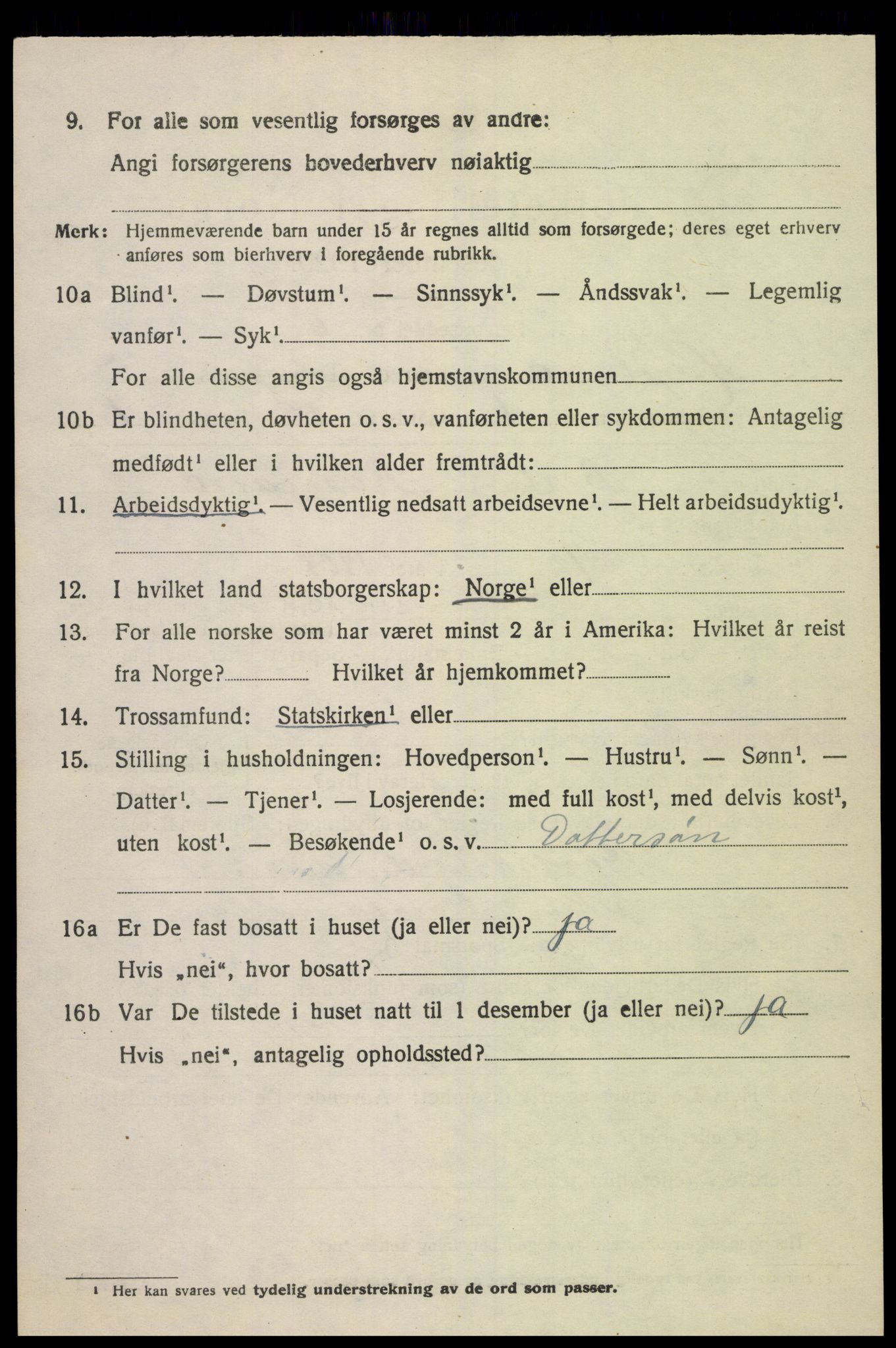 SAK, 1920 census for Hægeland, 1920, p. 1982