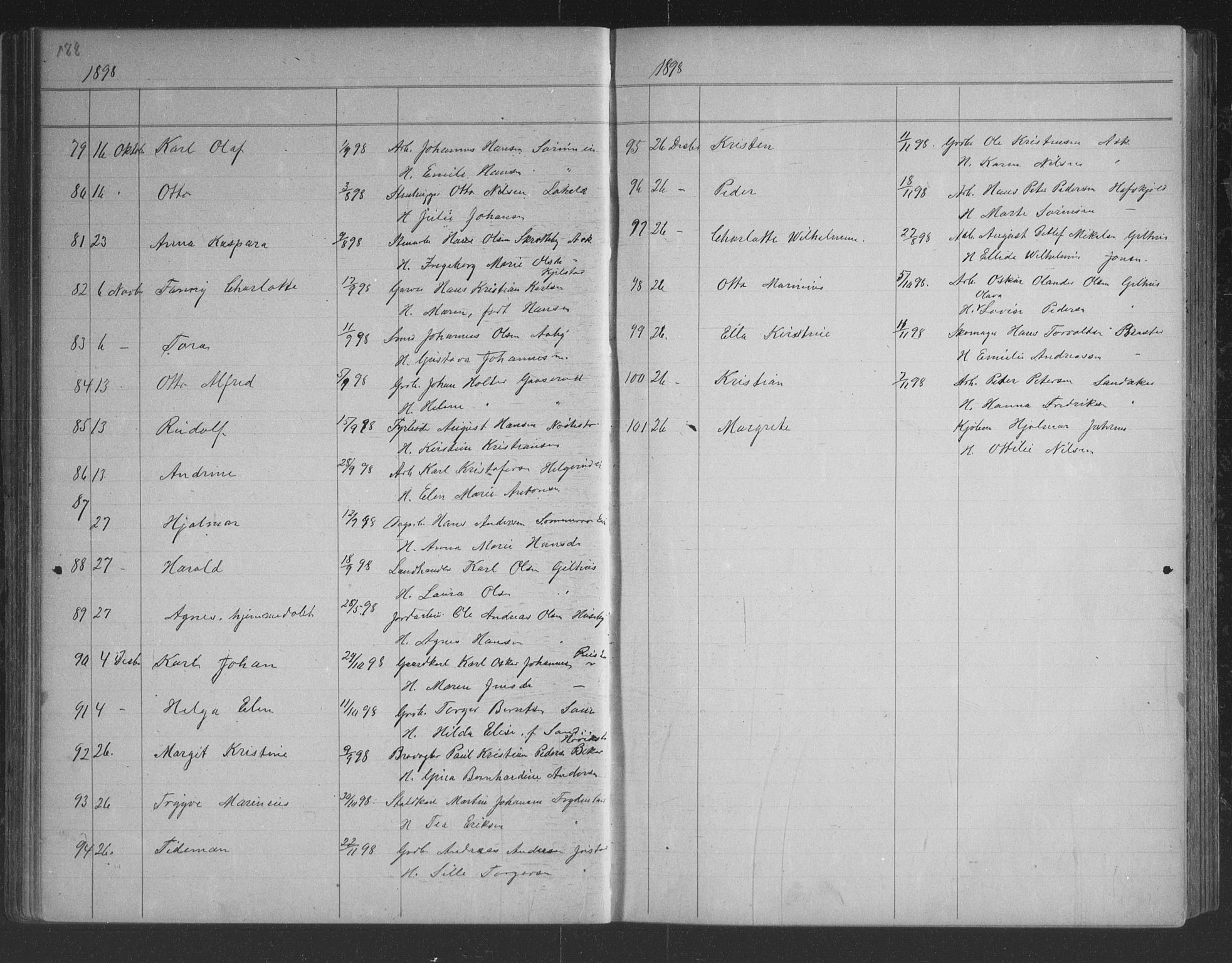 Lier kirkebøker, AV/SAKO-A-230/G/Gb/L0001: Parish register (copy) no. II 1, 1874-1898, p. 188-189