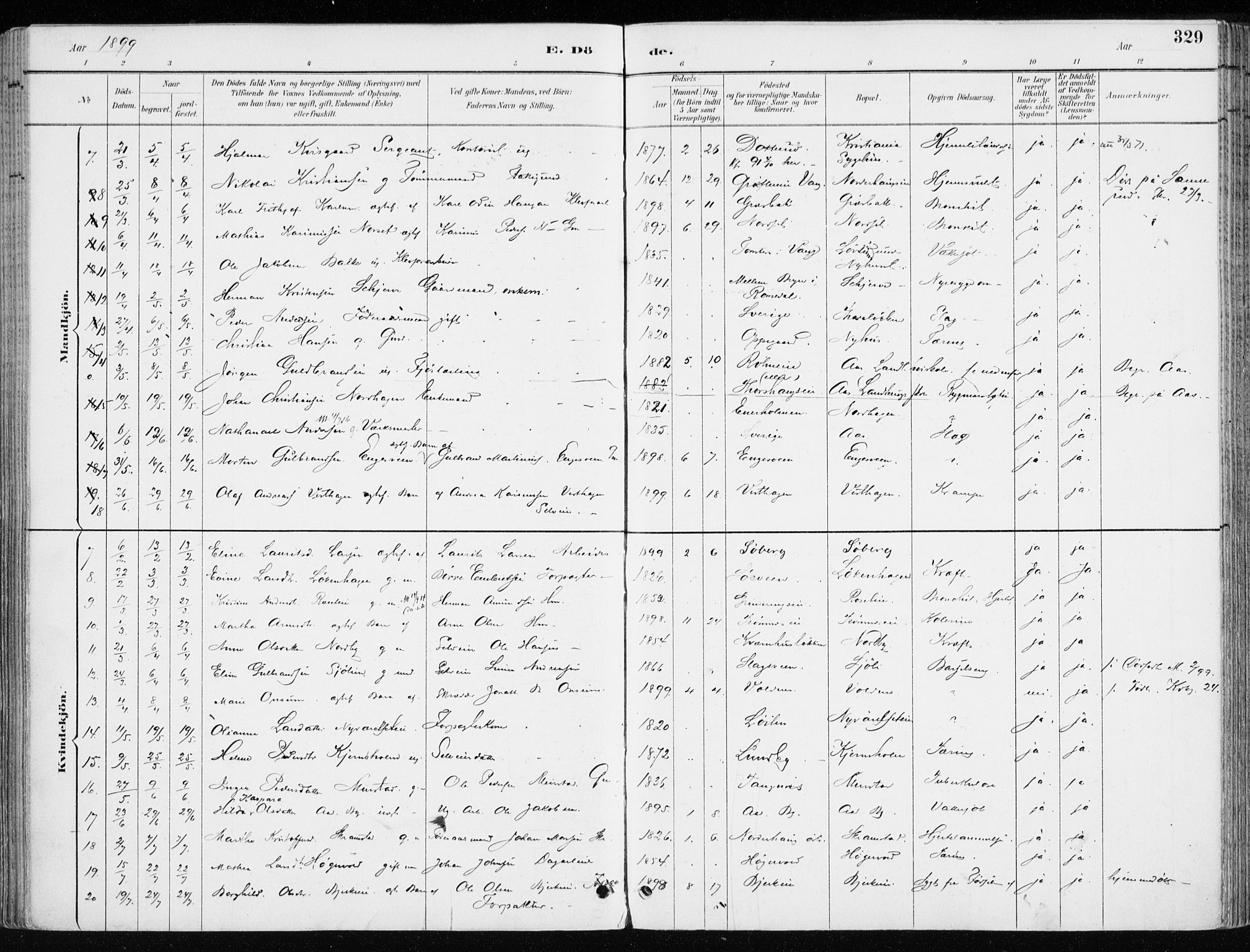 Løten prestekontor, AV/SAH-PREST-022/K/Ka/L0010: Parish register (official) no. 10, 1892-1907, p. 329