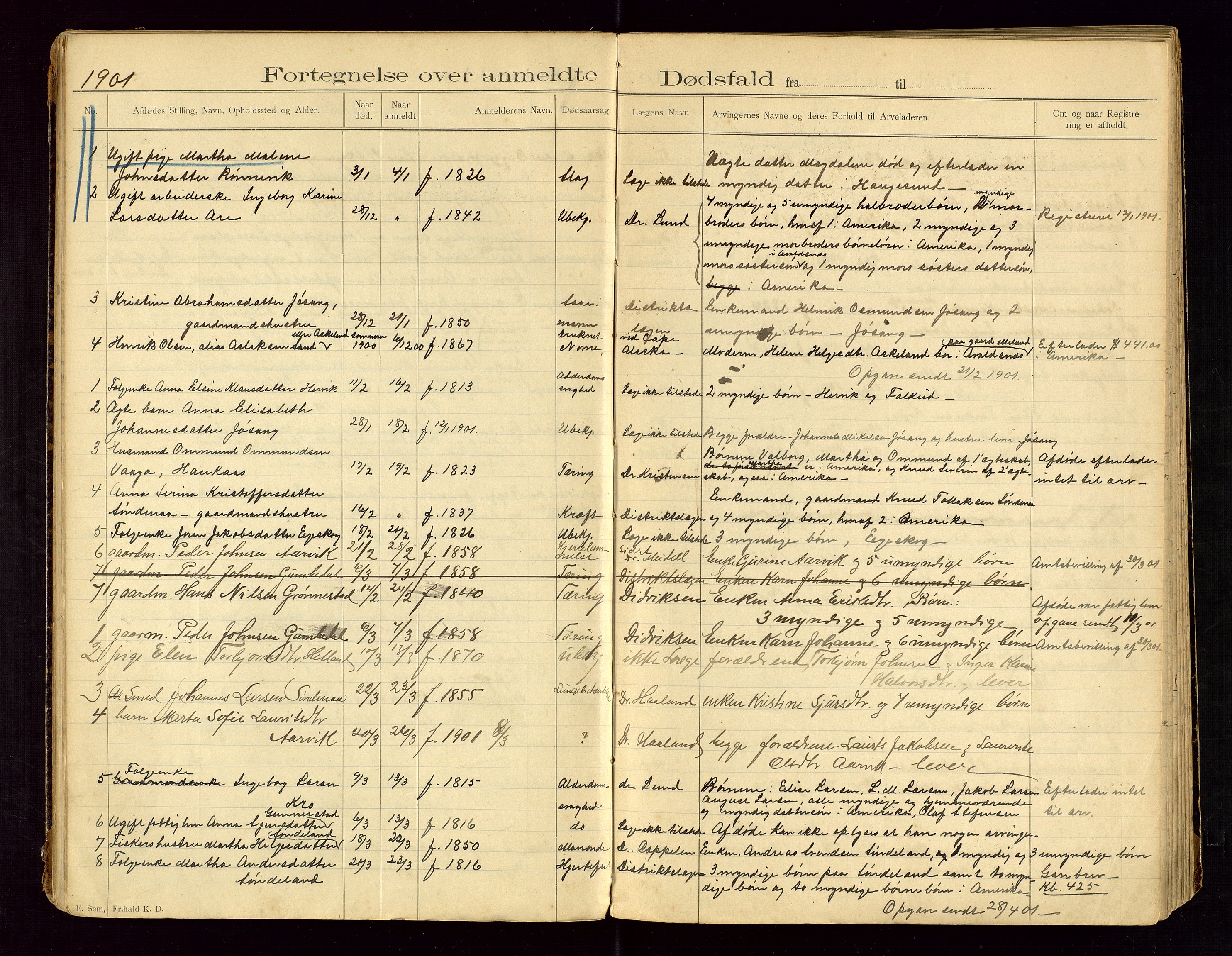 Tysvær lensmannskontor, AV/SAST-A-100192/Gga/L0002: "Dødsfalds-Protokol for Lensmanden i Tysvær Lensmandsdistrikt", 1897-1916