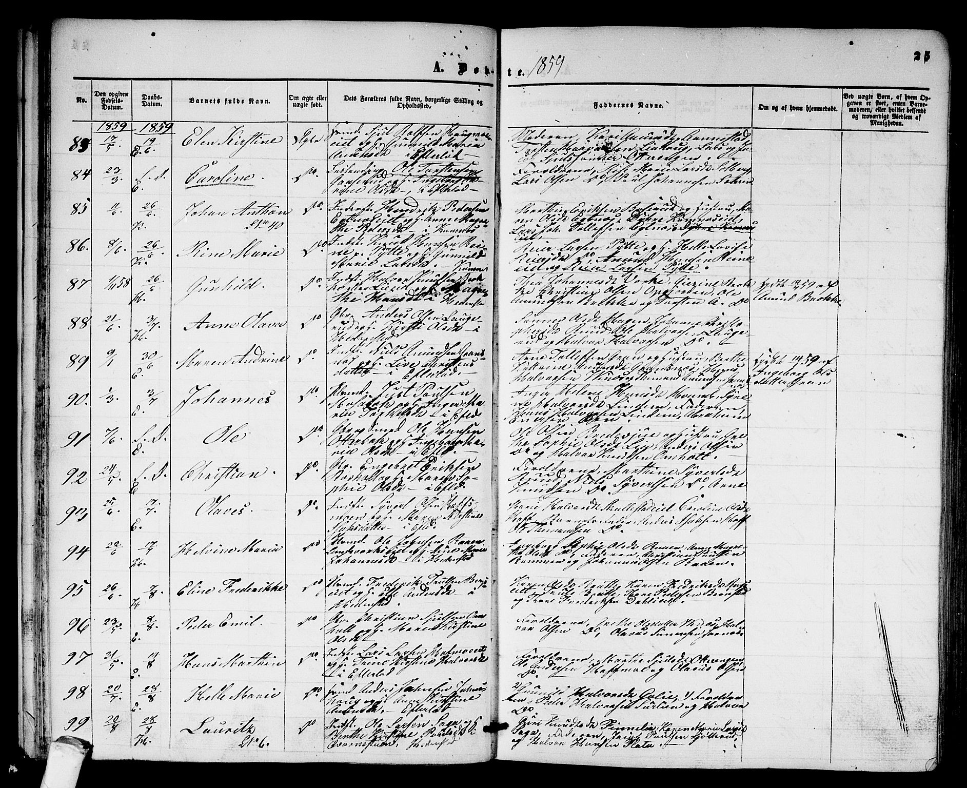 Sandsvær kirkebøker, AV/SAKO-A-244/G/Ga/L0005: Parish register (copy) no. I 5, 1857-1873, p. 25