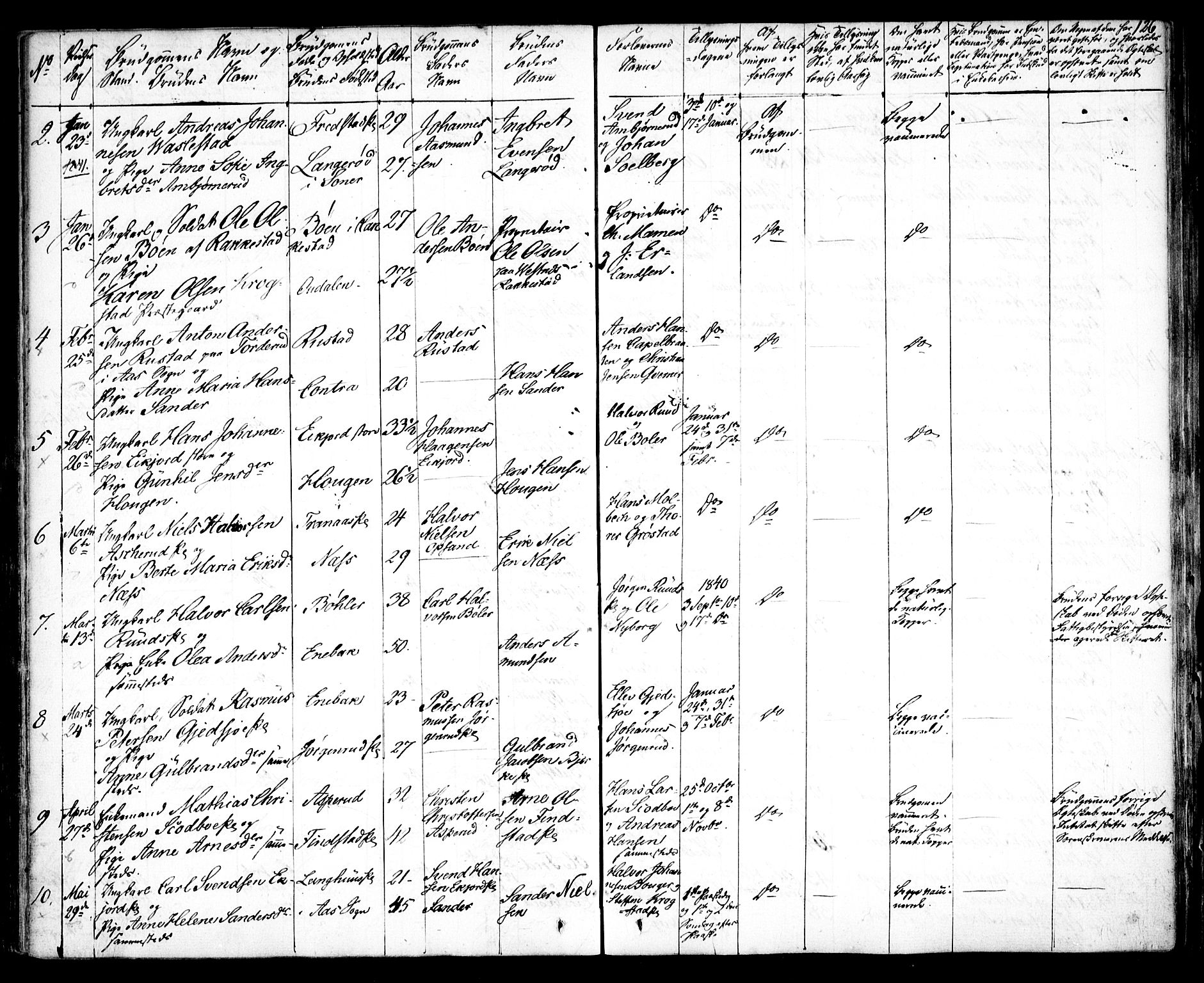 Kråkstad prestekontor Kirkebøker, SAO/A-10125a/F/Fa/L0005: Parish register (official) no. I 5, 1837-1847, p. 126