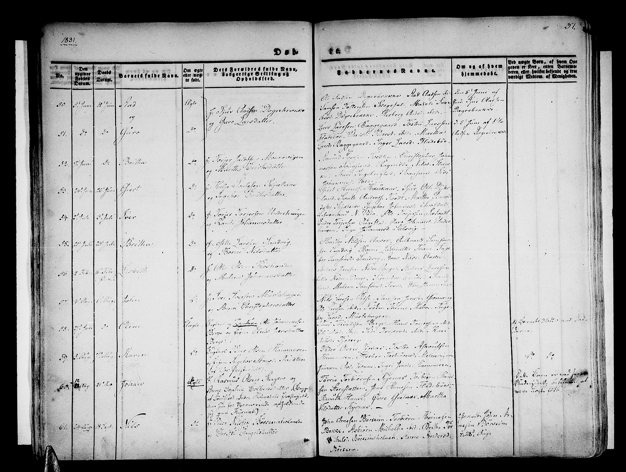 Strandebarm sokneprestembete, SAB/A-78401/H/Haa: Parish register (official) no. A 6, 1826-1843, p. 37