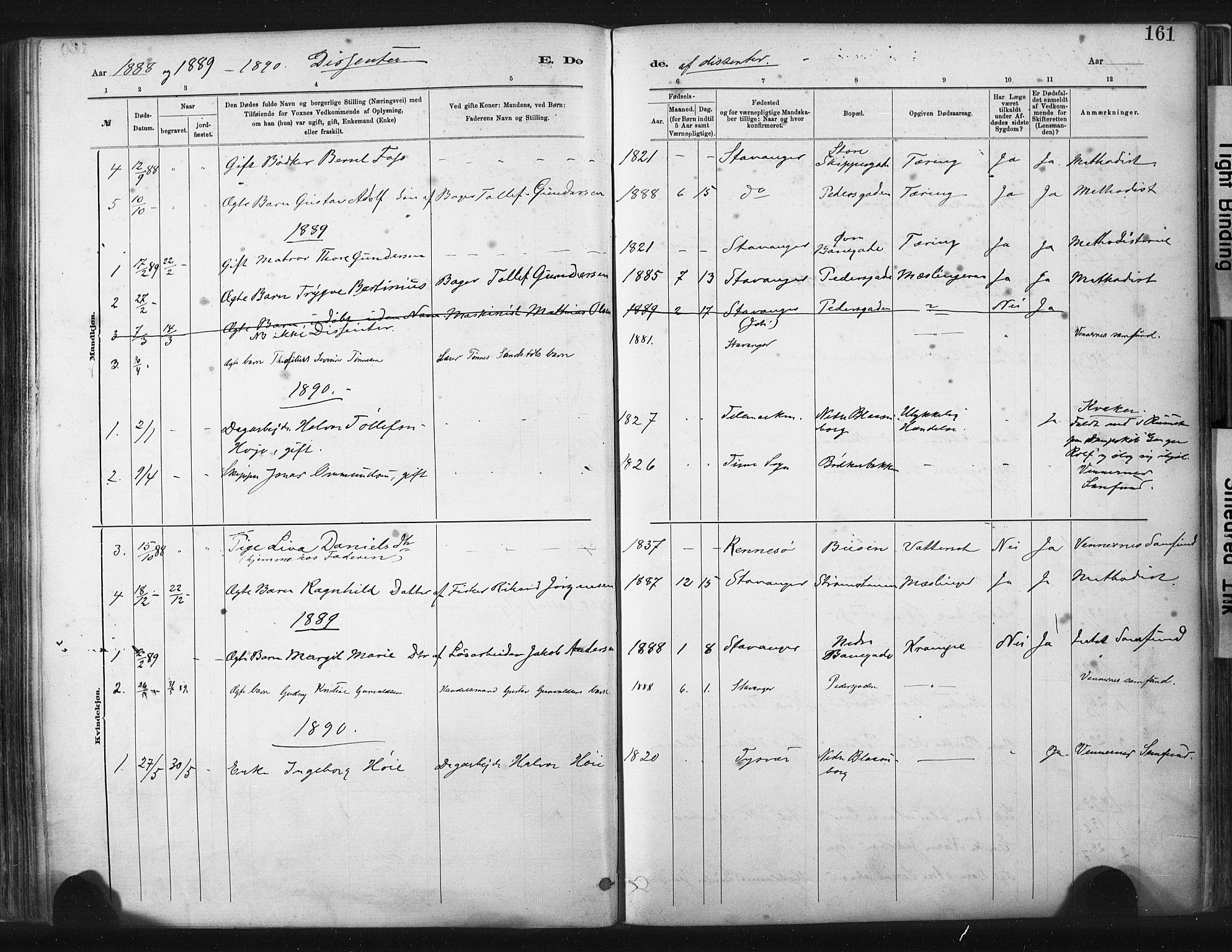 St. Johannes sokneprestkontor, SAST/A-101814/001/30/30BA/L0003: Parish register (official) no. A 3, 1885-1910, p. 161