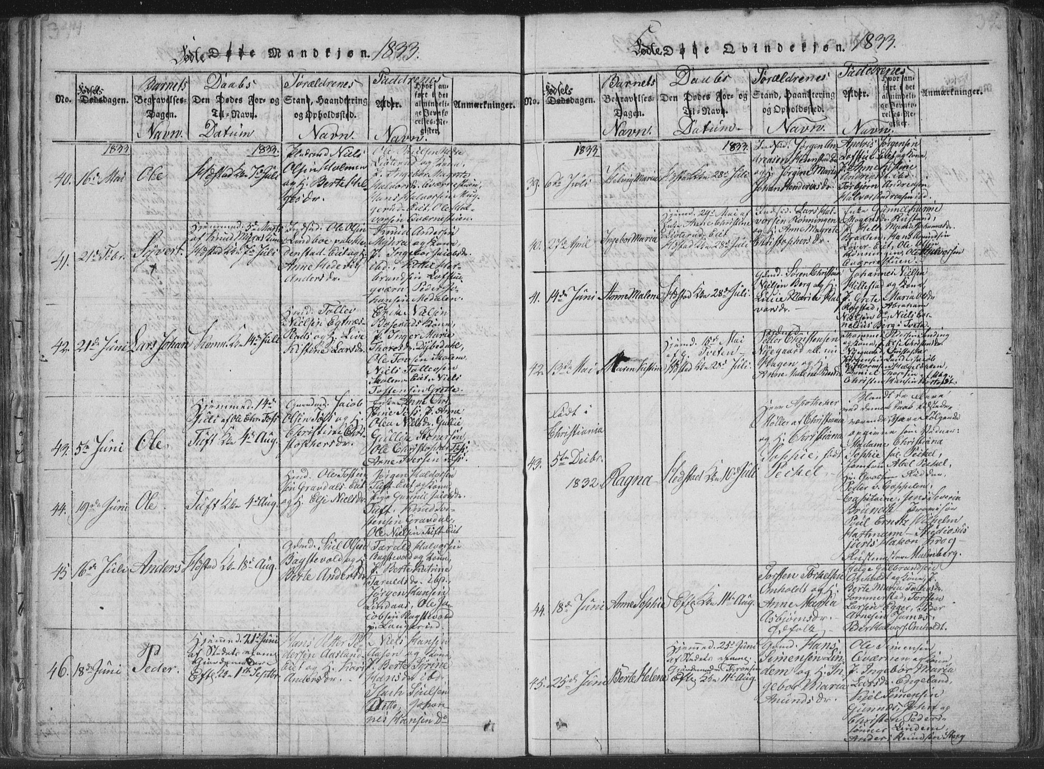Sandsvær kirkebøker, AV/SAKO-A-244/F/Fa/L0004: Parish register (official) no. I 4, 1817-1839, p. 344-345