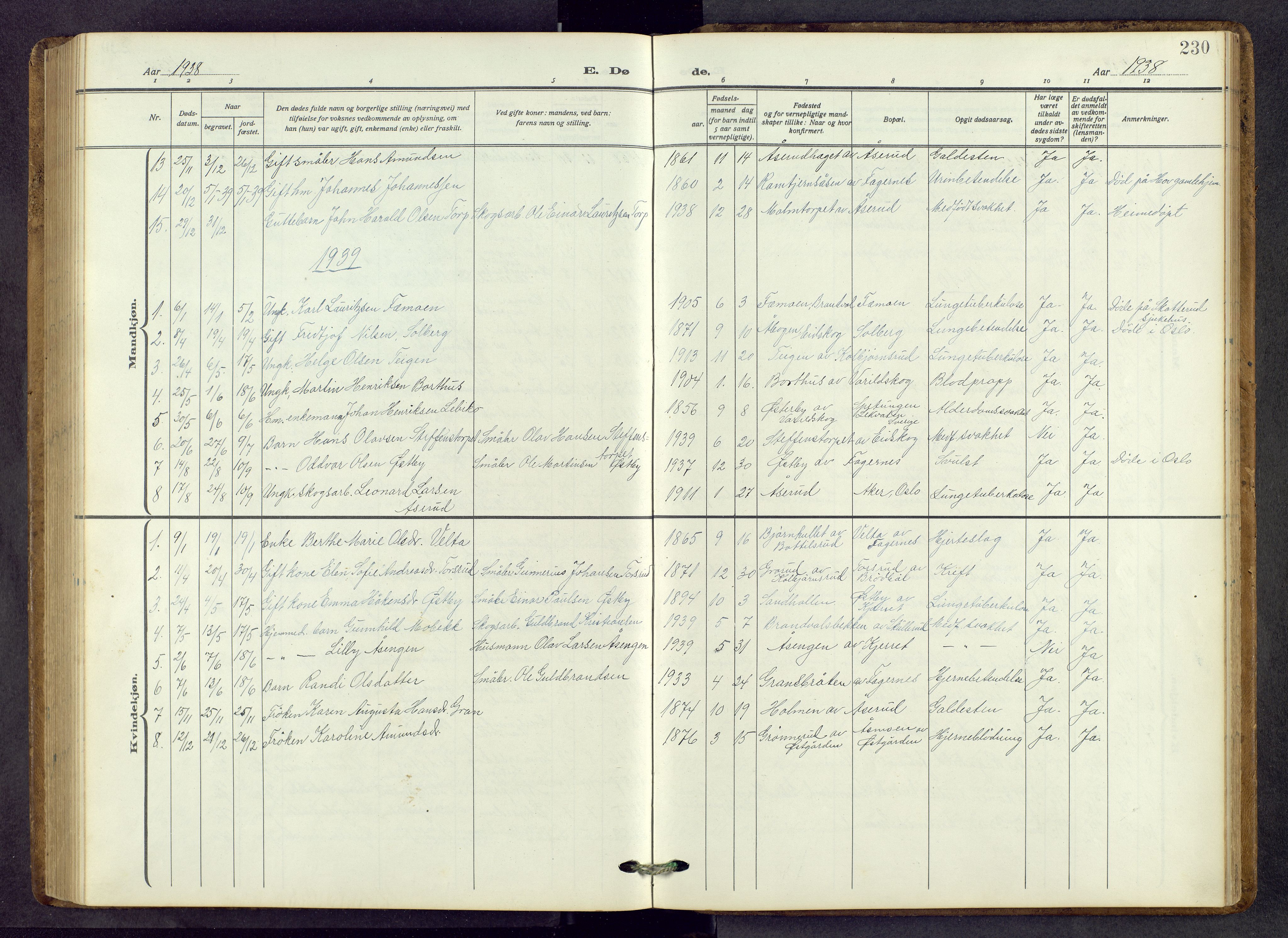 Vinger prestekontor, AV/SAH-PREST-024/H/Ha/Hab/L0006: Parish register (copy) no. 6, 1921-1973, p. 230