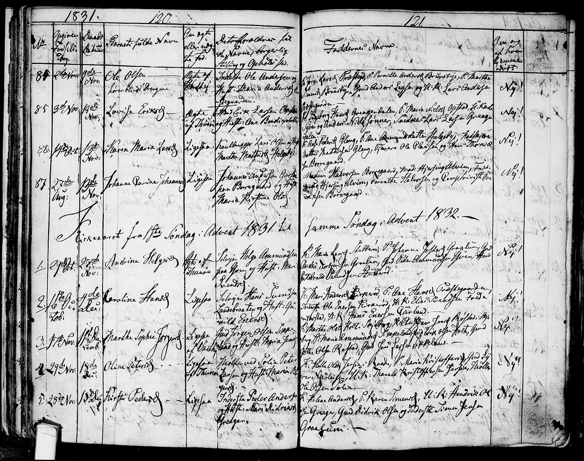 Tune prestekontor Kirkebøker, SAO/A-2007/F/Fa/L0007: Parish register (official) no. 7, 1831-1837, p. 120-121