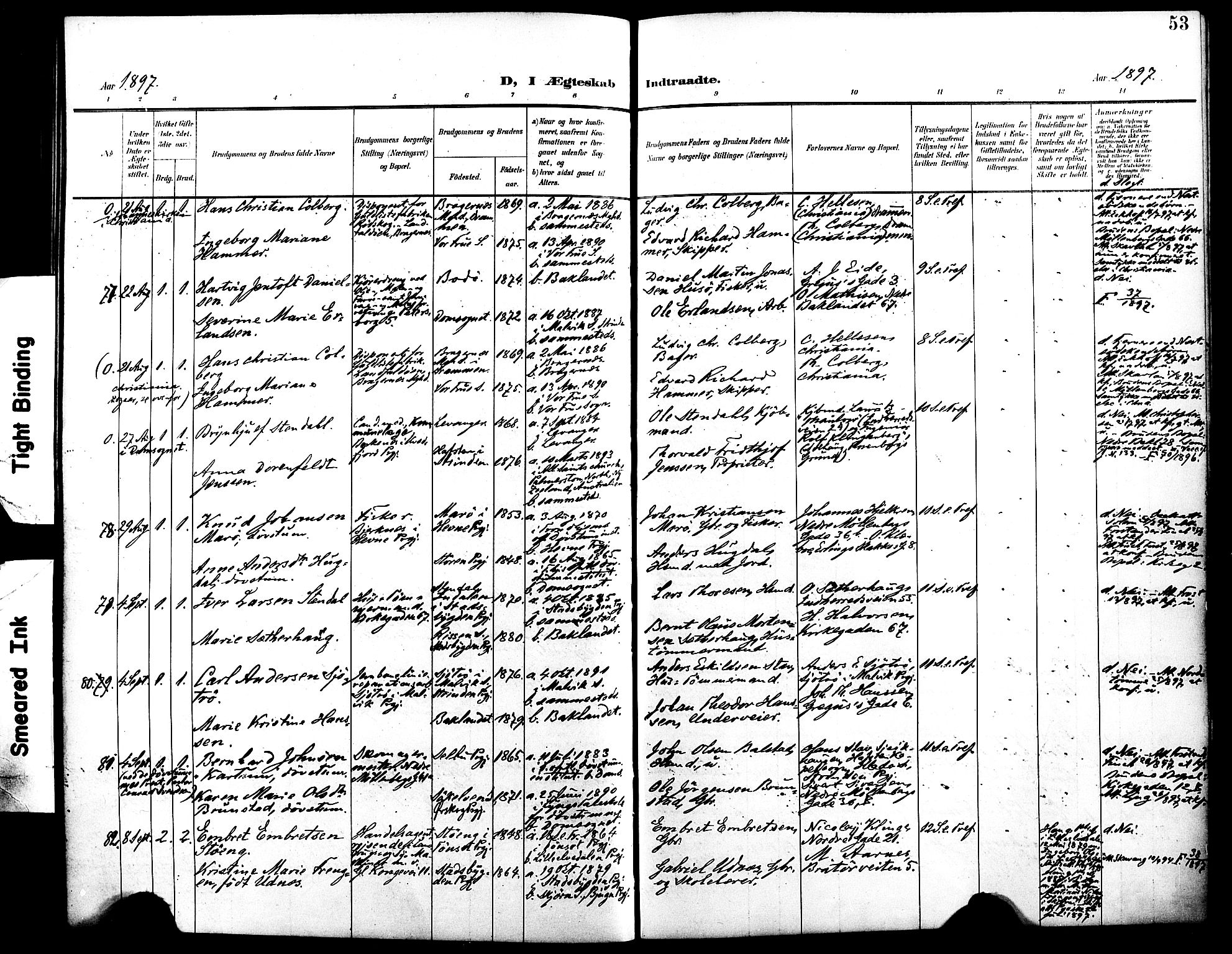 Ministerialprotokoller, klokkerbøker og fødselsregistre - Sør-Trøndelag, AV/SAT-A-1456/604/L0198: Parish register (official) no. 604A19, 1893-1900, p. 53