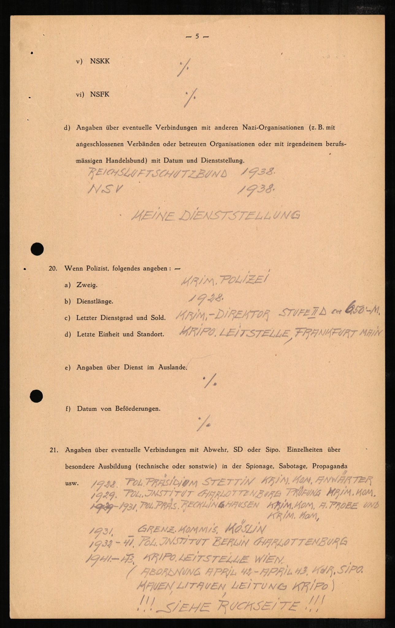 Forsvaret, Forsvarets overkommando II, AV/RA-RAFA-3915/D/Db/L0002: CI Questionaires. Tyske okkupasjonsstyrker i Norge. Tyskere., 1945-1946, p. 168