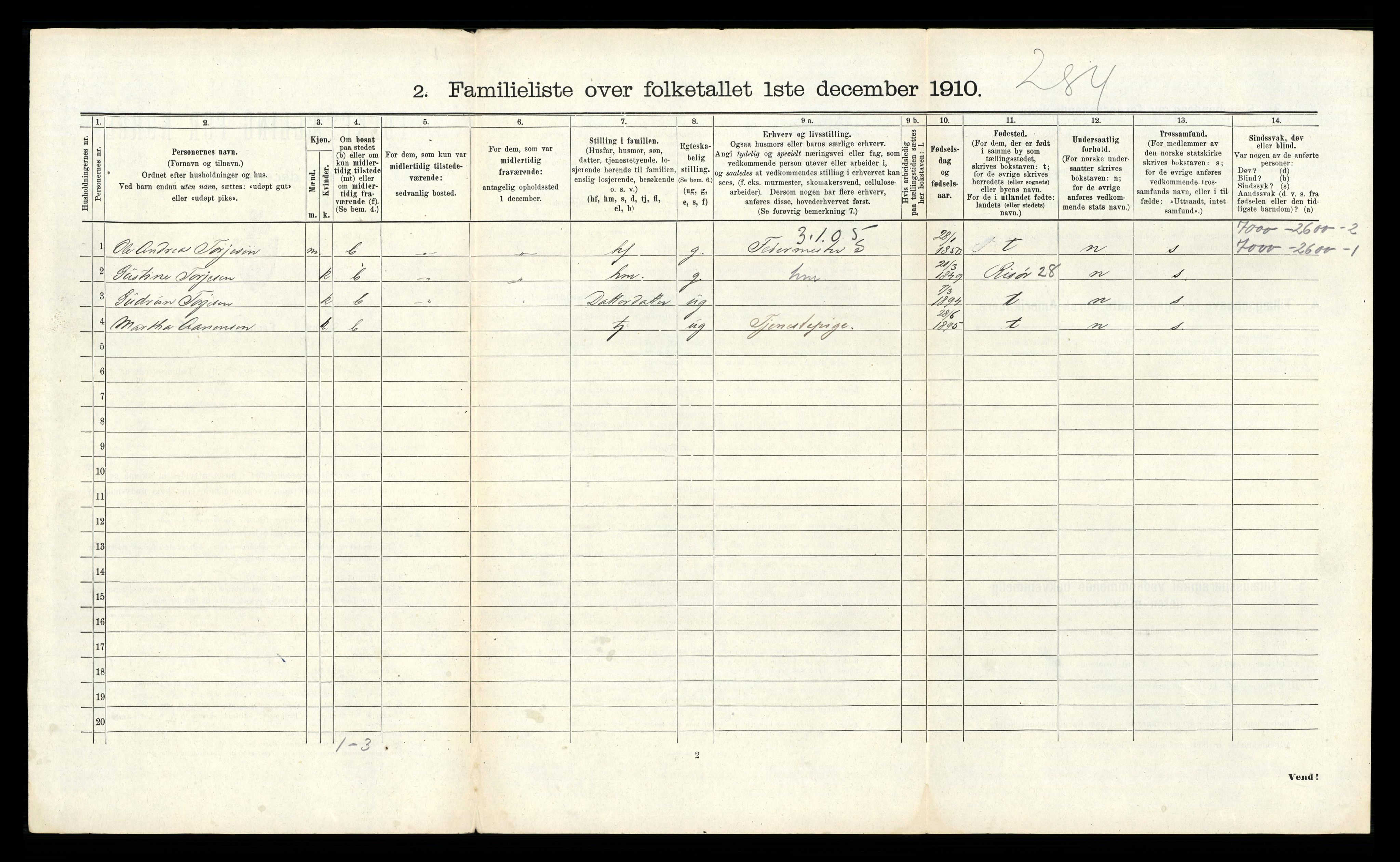 RA, 1910 census for Kristiansand, 1910, p. 365