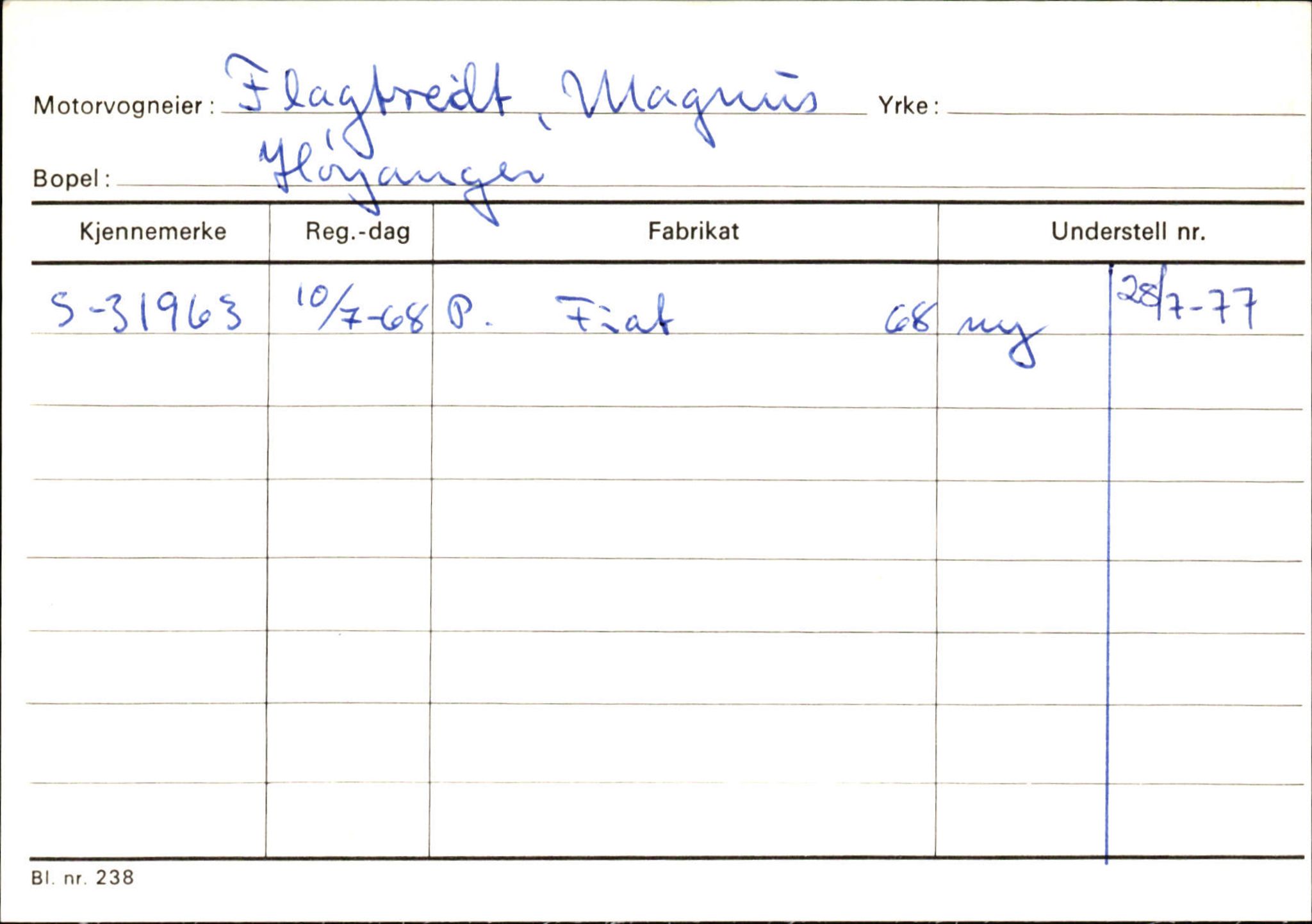 Statens vegvesen, Sogn og Fjordane vegkontor, AV/SAB-A-5301/4/F/L0130: Eigarregister Eid T-Å. Høyanger A-O, 1945-1975, p. 1003