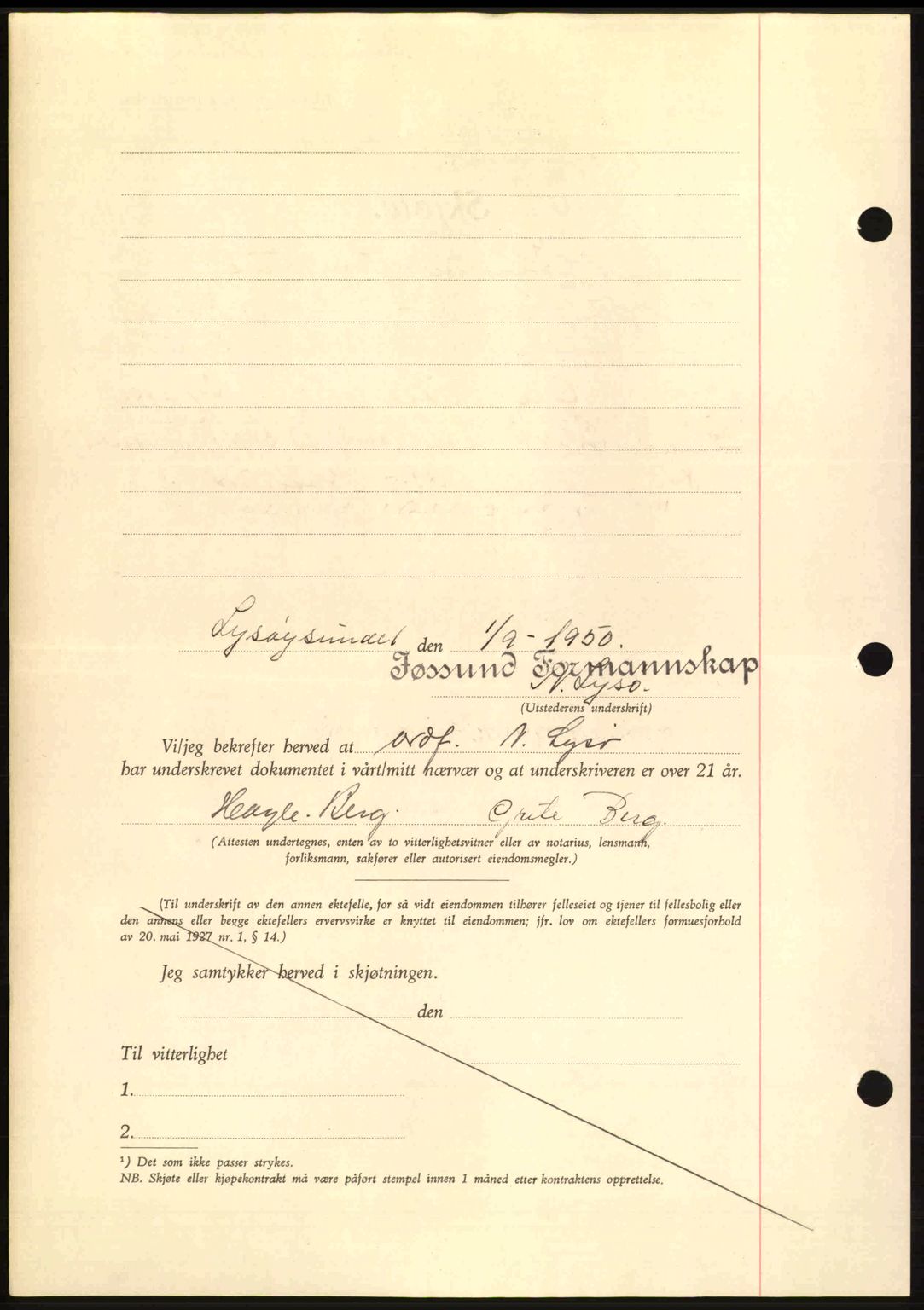 Fosen sorenskriveri, AV/SAT-A-1107/1/2/2C: Mortgage book no. A12, 1950-1950, Diary no: : 1615/1950