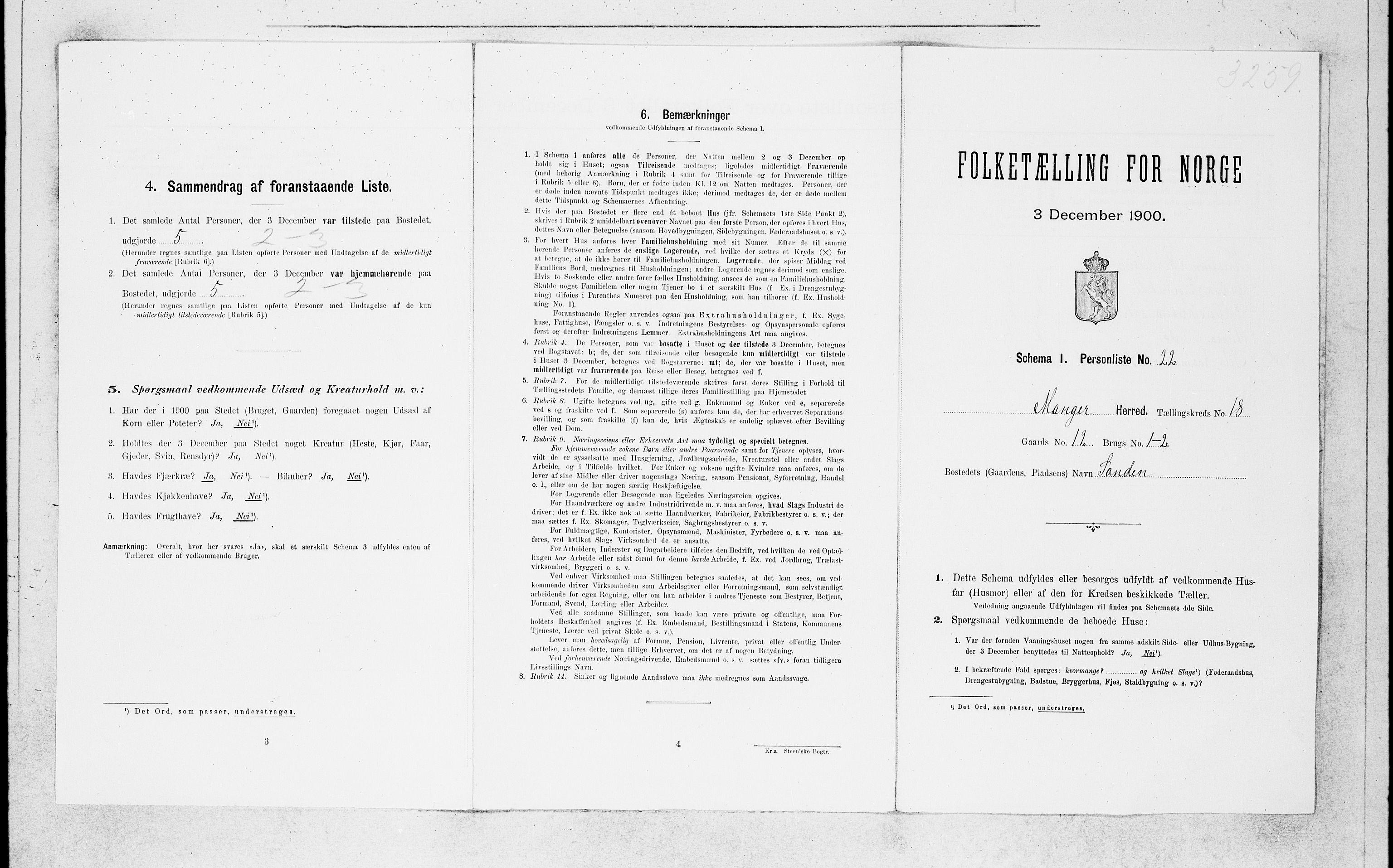 SAB, 1900 census for Manger, 1900, p. 1737