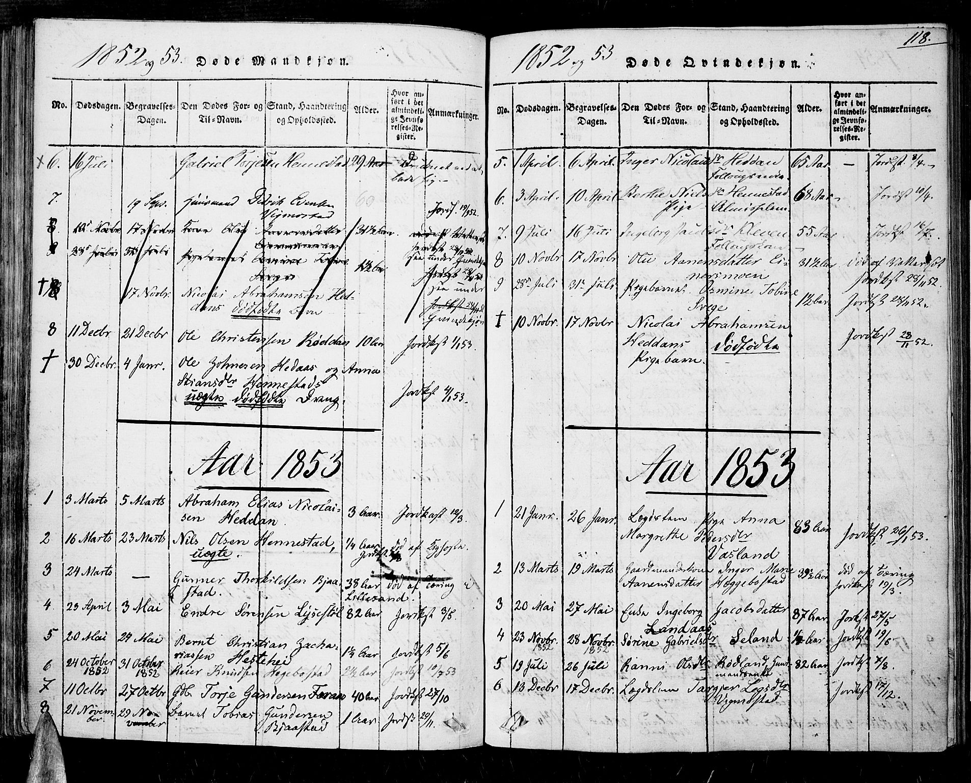 Nord-Audnedal sokneprestkontor, SAK/1111-0032/F/Fa/Fab/L0001: Parish register (official) no. A 1, 1816-1858, p. 118