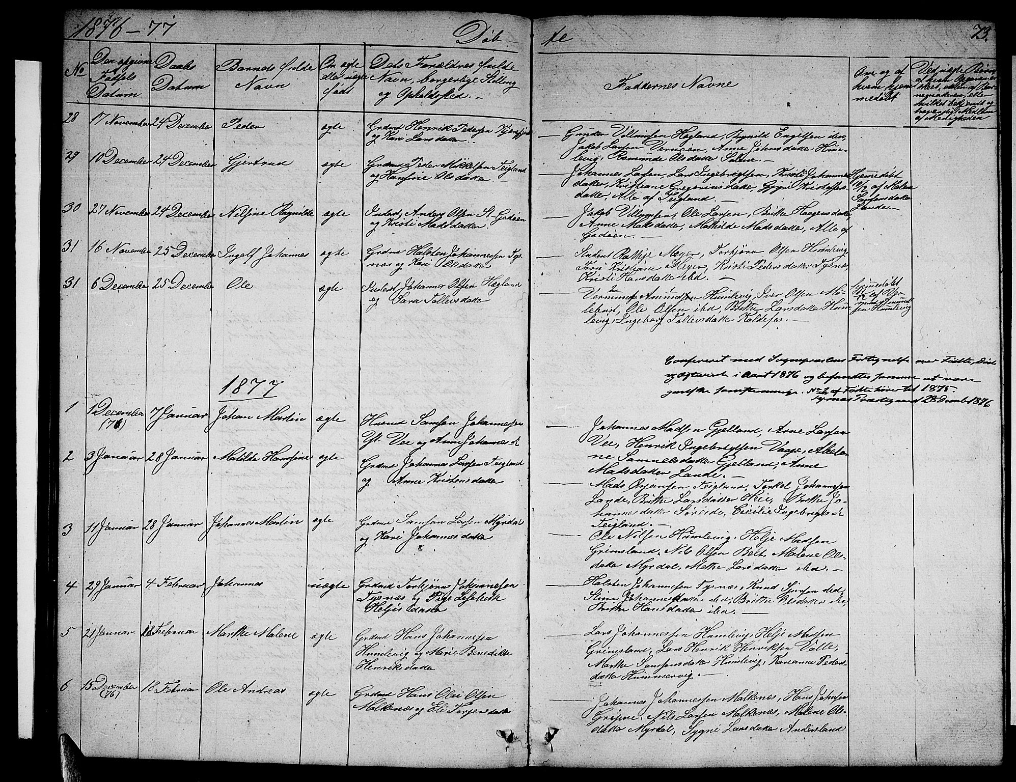 Tysnes sokneprestembete, SAB/A-78601/H/Hab: Parish register (copy) no. B 1, 1855-1877, p. 73