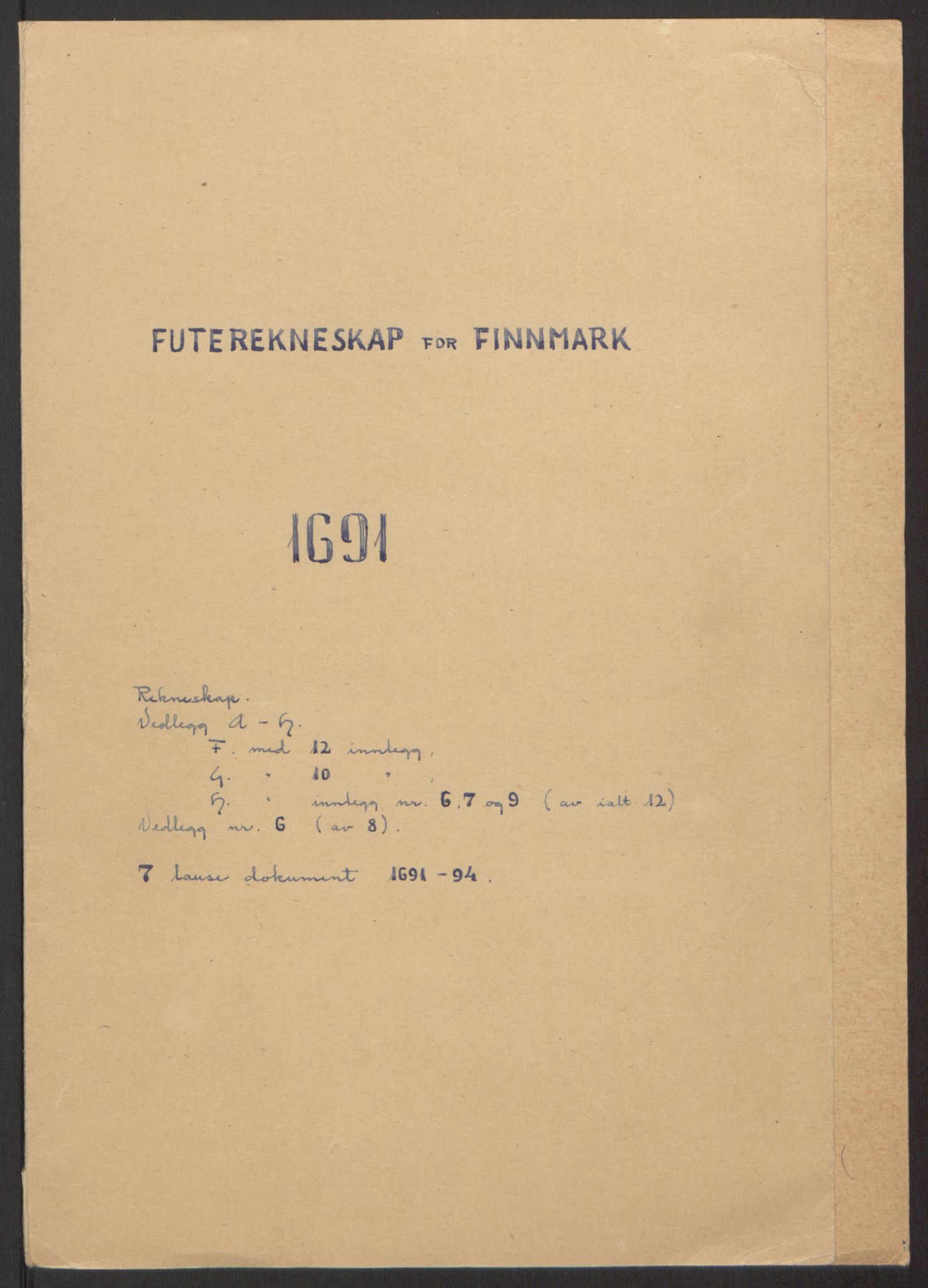 Rentekammeret inntil 1814, Reviderte regnskaper, Fogderegnskap, RA/EA-4092/R69/L4851: Fogderegnskap Finnmark/Vardøhus, 1691-1700, p. 2