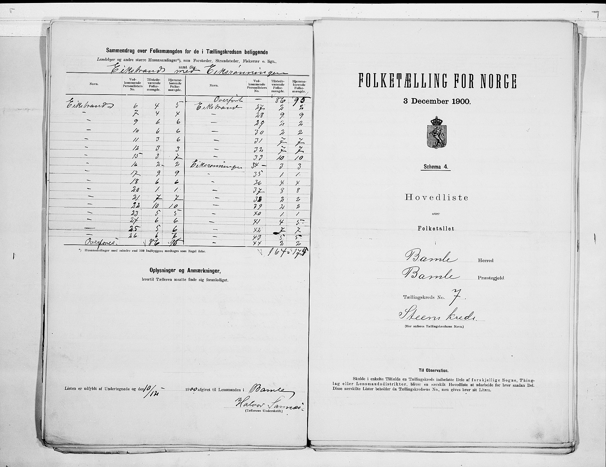 SAKO, 1900 census for Bamble, 1900, p. 16