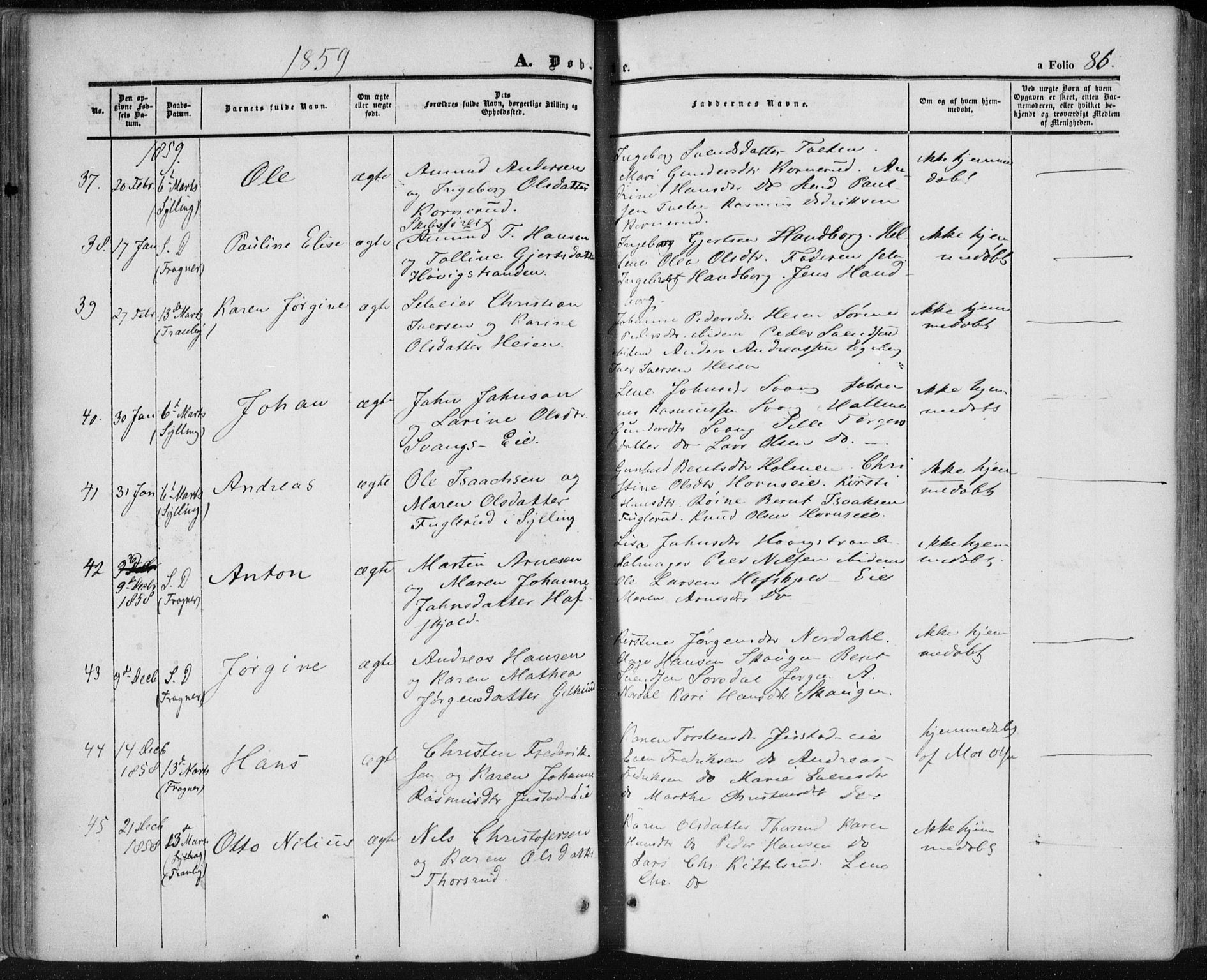 Lier kirkebøker, SAKO/A-230/F/Fa/L0012: Parish register (official) no. I 12, 1854-1864, p. 86