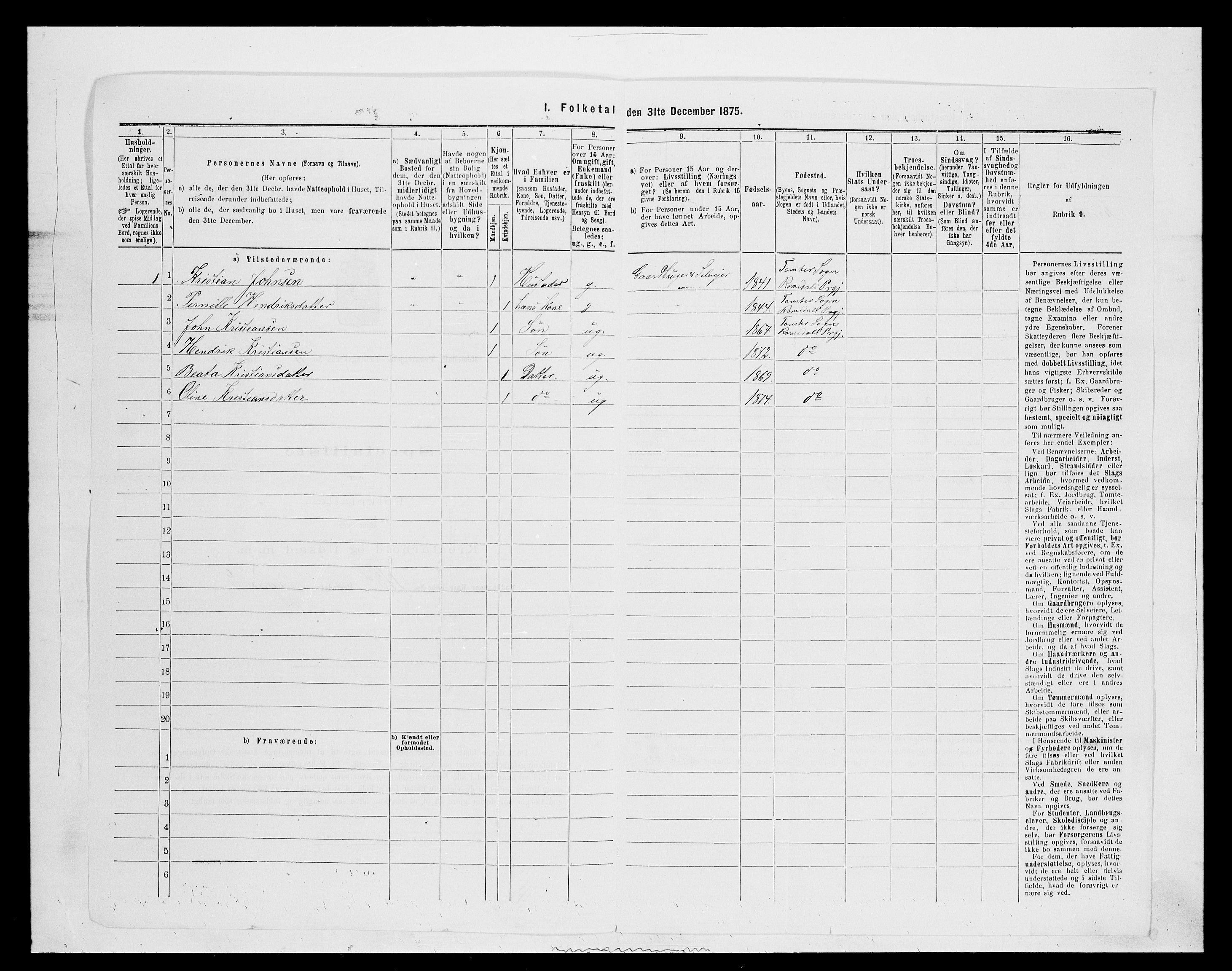 SAH, 1875 census for 0416P Romedal, 1875, p. 1721