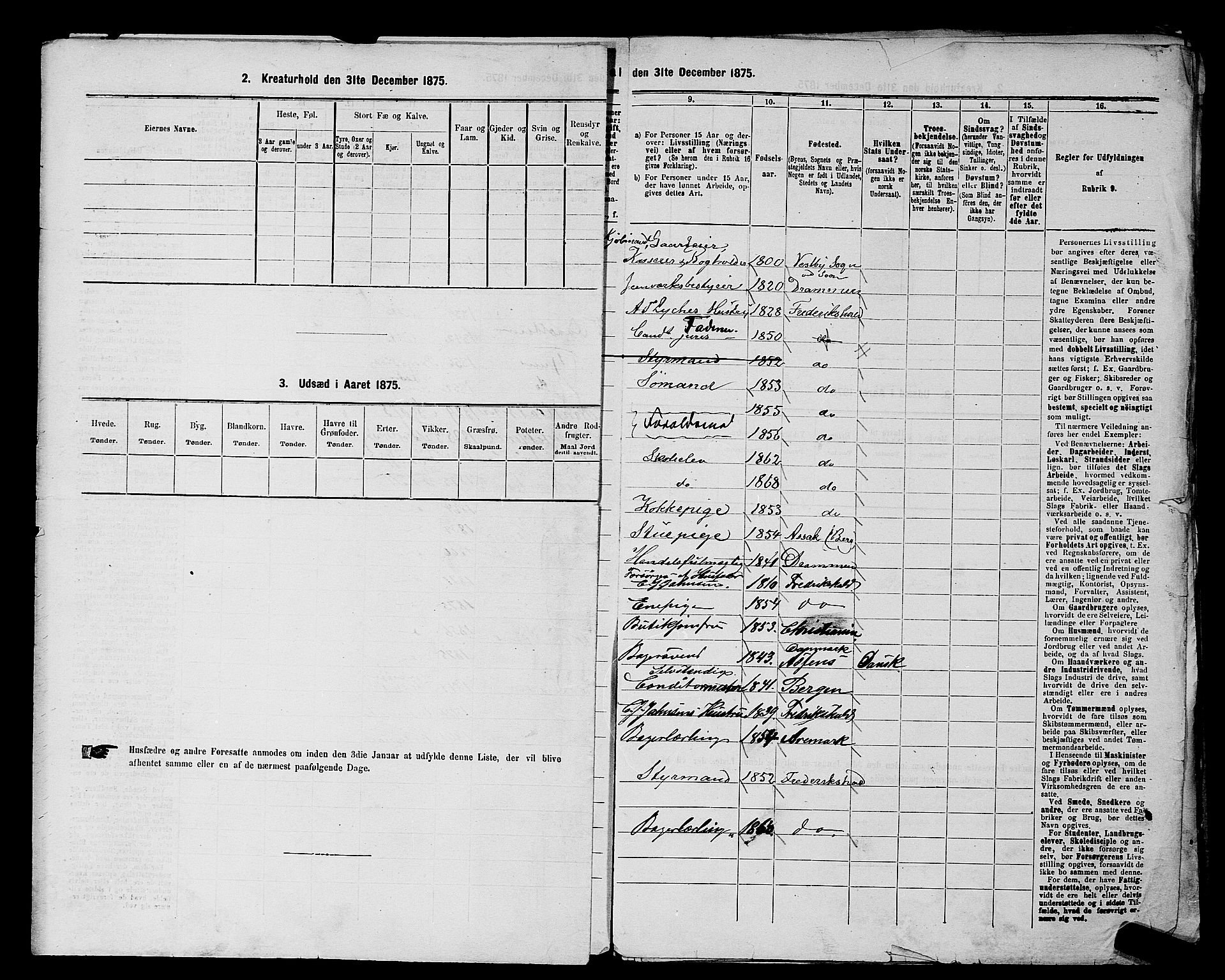 RA, 1875 census for 0101P Fredrikshald, 1875, p. 839