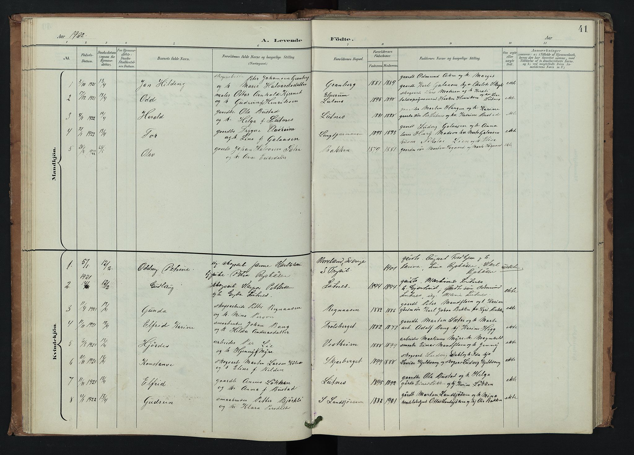 Trysil prestekontor, AV/SAH-PREST-046/H/Ha/Hab/L0008: Parish register (copy) no. 8, 1900-1950, p. 41