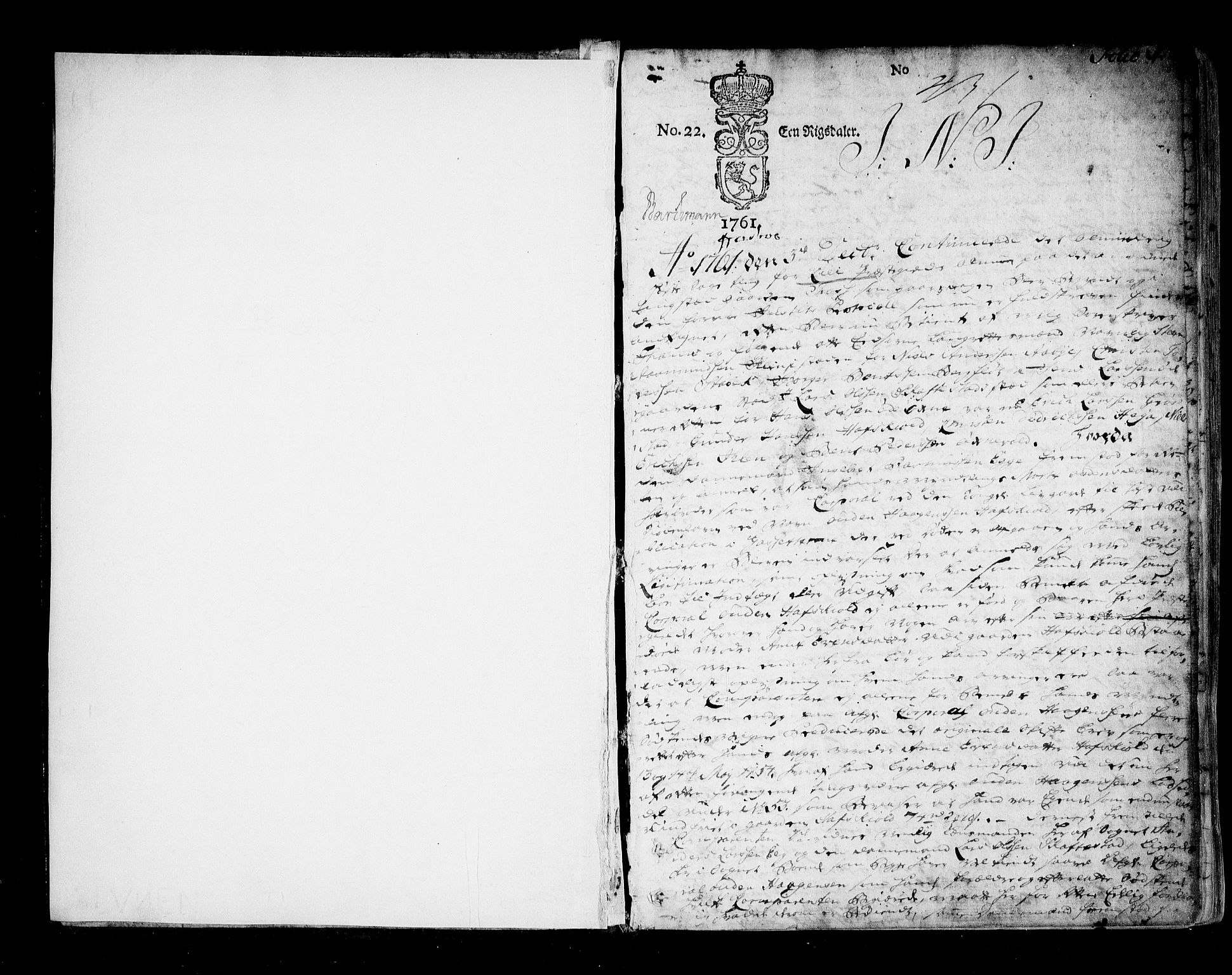 Lier, Røyken og Hurum sorenskriveri, SAKO/A-89/F/Fa/L0054: Tingbok, 1761-1765, p. 1