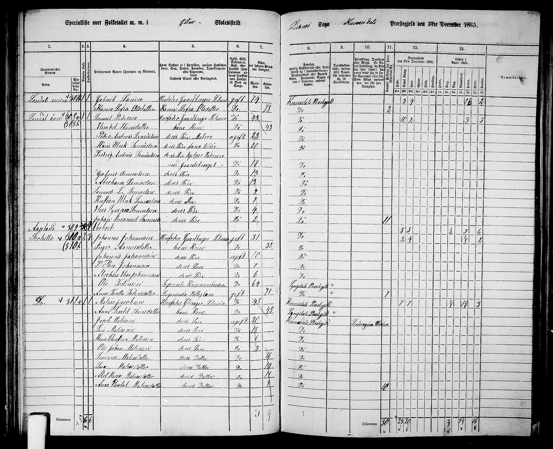 RA, 1865 census for Kvinesdal, 1865, p. 81
