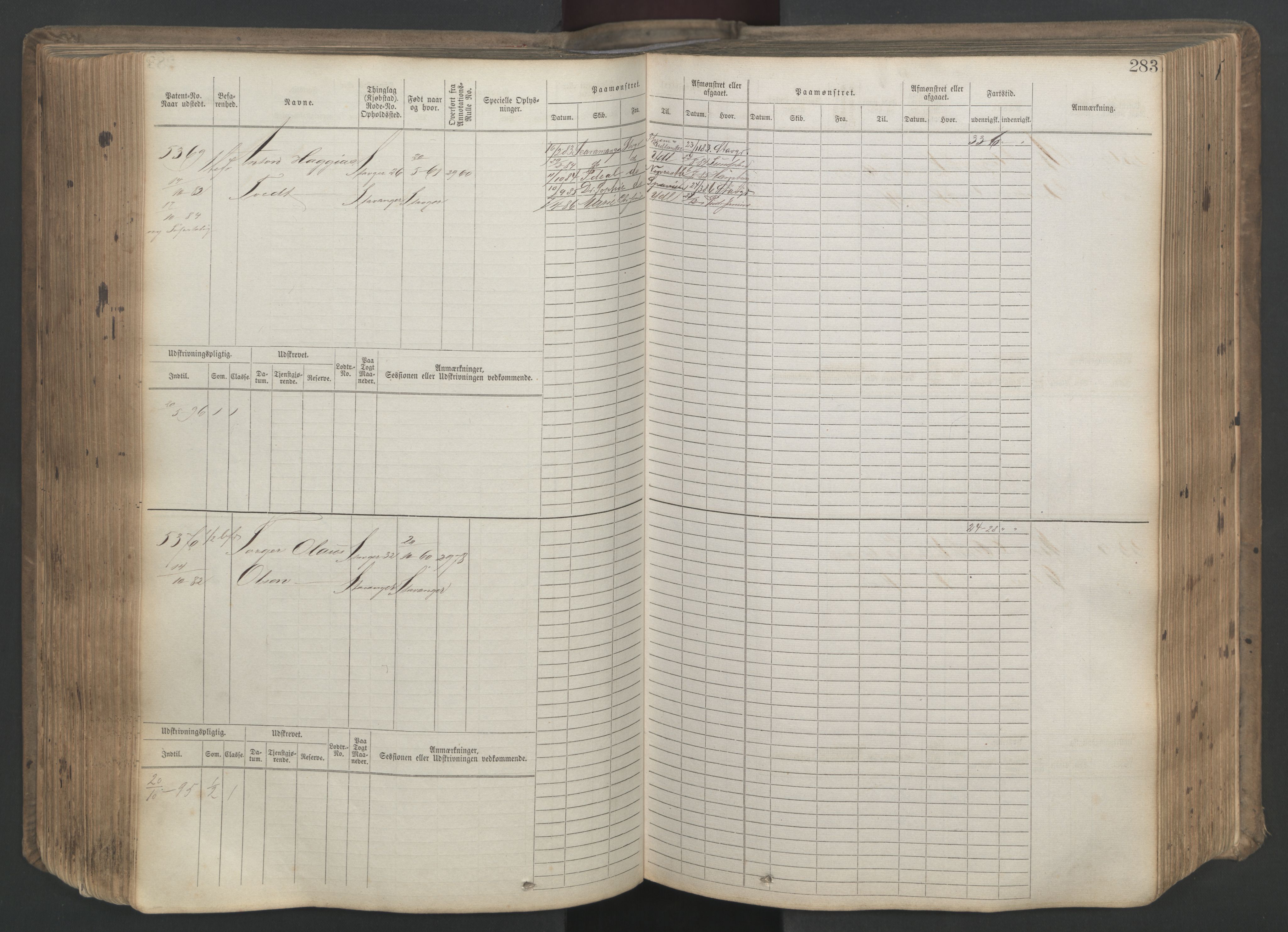 Stavanger sjømannskontor, AV/SAST-A-102006/F/Fb/Fbb/L0020: Sjøfartshovedrulle patnentnr. 4803-6004 (dublett), 1879, p. 288