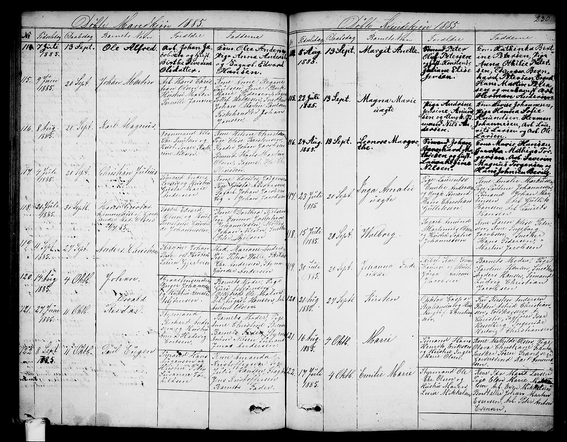 Larvik kirkebøker, AV/SAKO-A-352/G/Ga/L0004: Parish register (copy) no. I 4, 1871-1888, p. 230