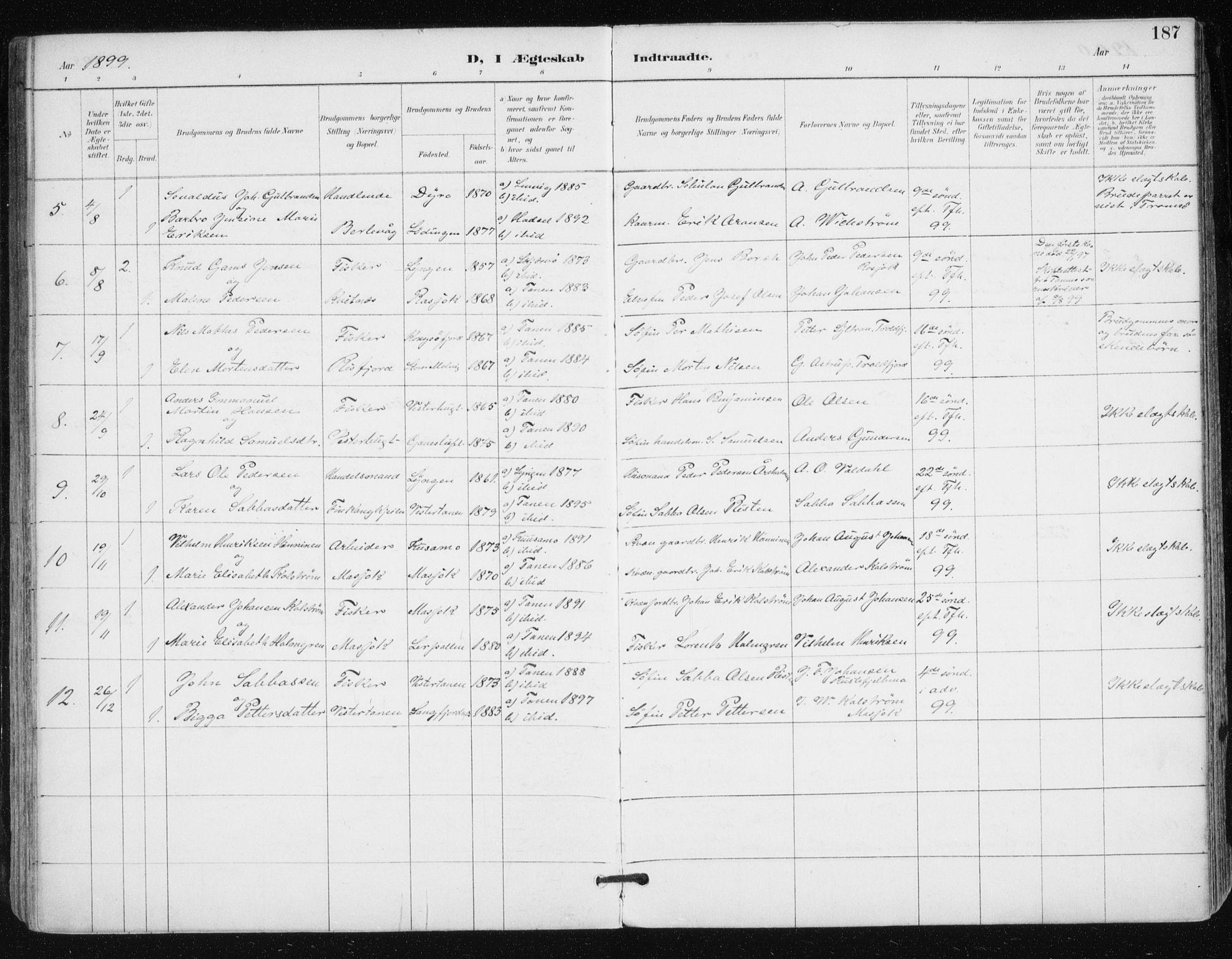 Tana sokneprestkontor, SATØ/S-1334/H/Ha/L0005kirke: Parish register (official) no. 5, 1891-1903, p. 187