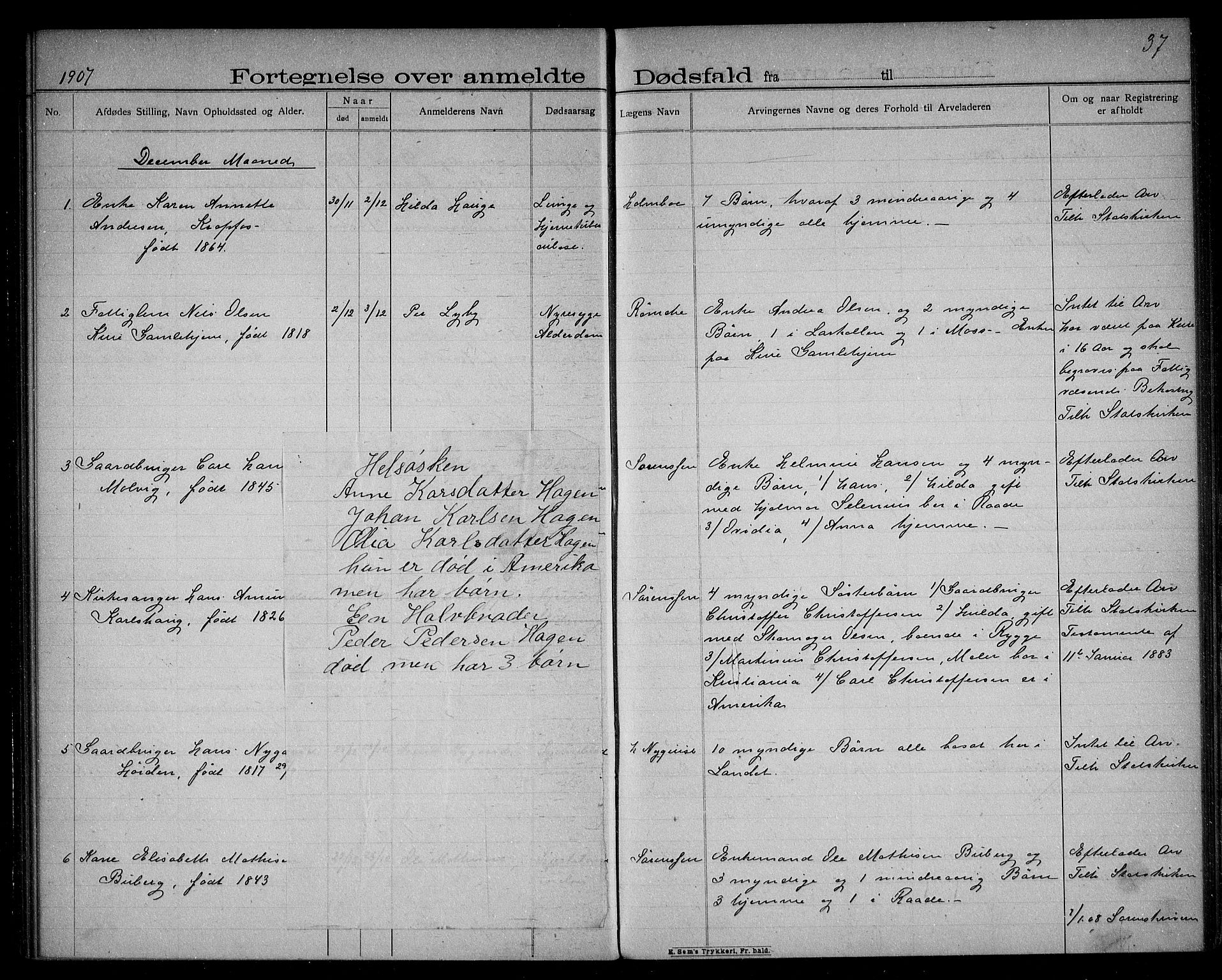 Rygge lensmannskontor, AV/SAO-A-10005/H/Ha/Haa/L0004: Dødsfallsprotokoll, 1903-1912, p. 37