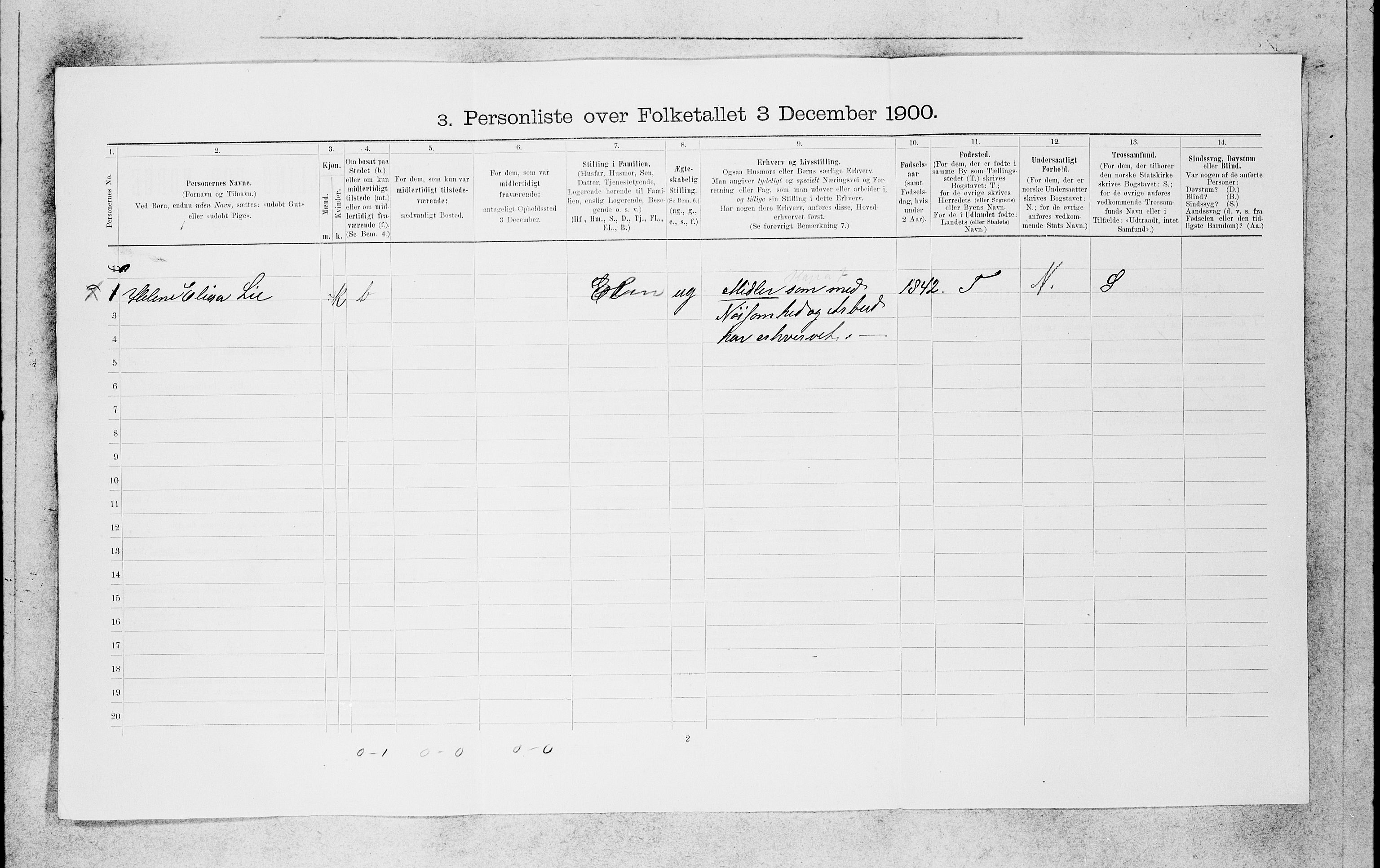 SAB, 1900 census for Bergen, 1900, p. 7229