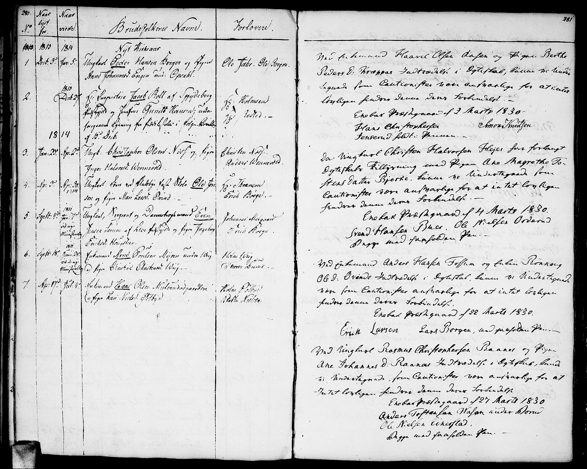 Enebakk prestekontor Kirkebøker, AV/SAO-A-10171c/F/Fa/L0004: Parish register (official) no. I 4, 1806-1854, p. 280-281