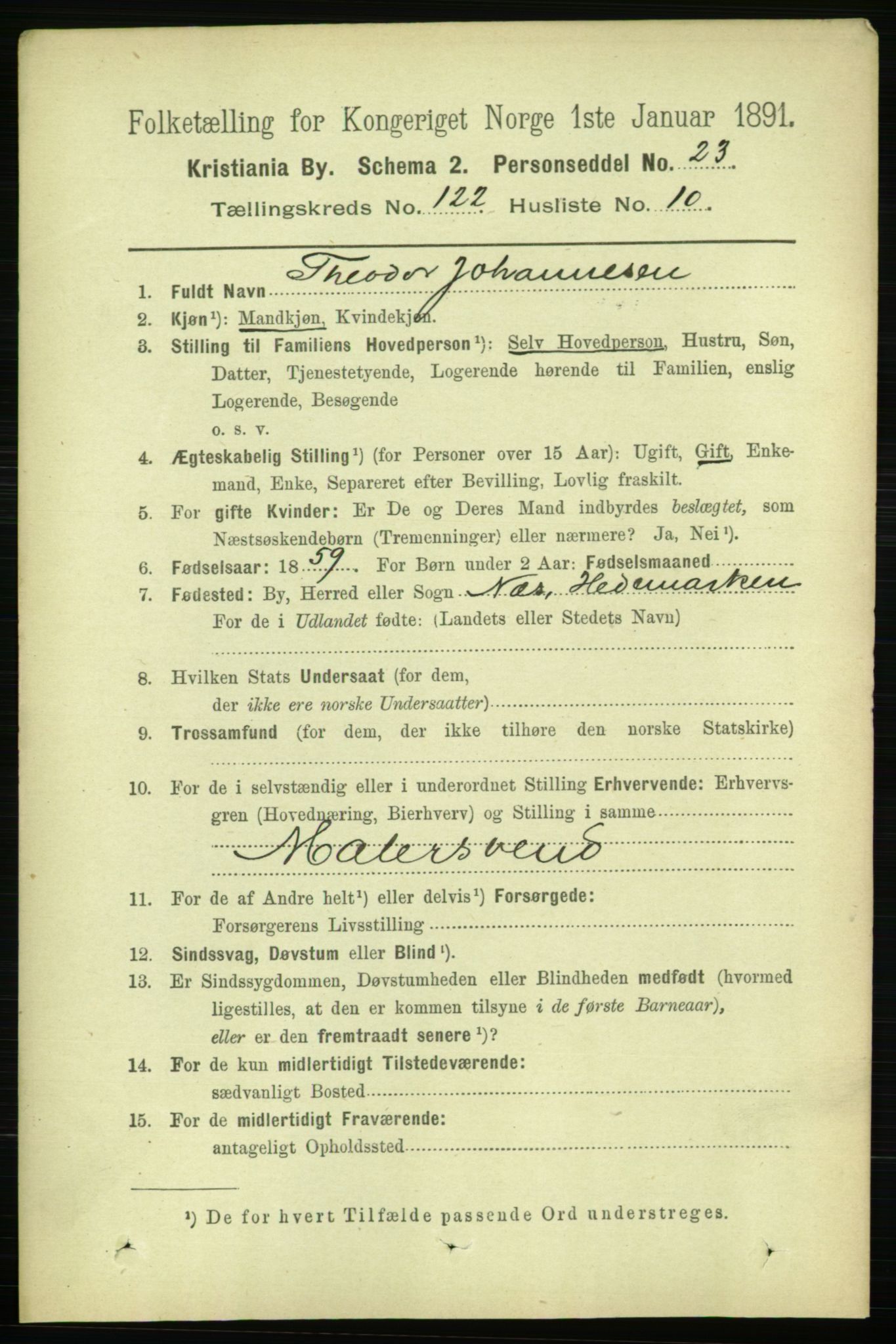 RA, 1891 census for 0301 Kristiania, 1891, p. 65050