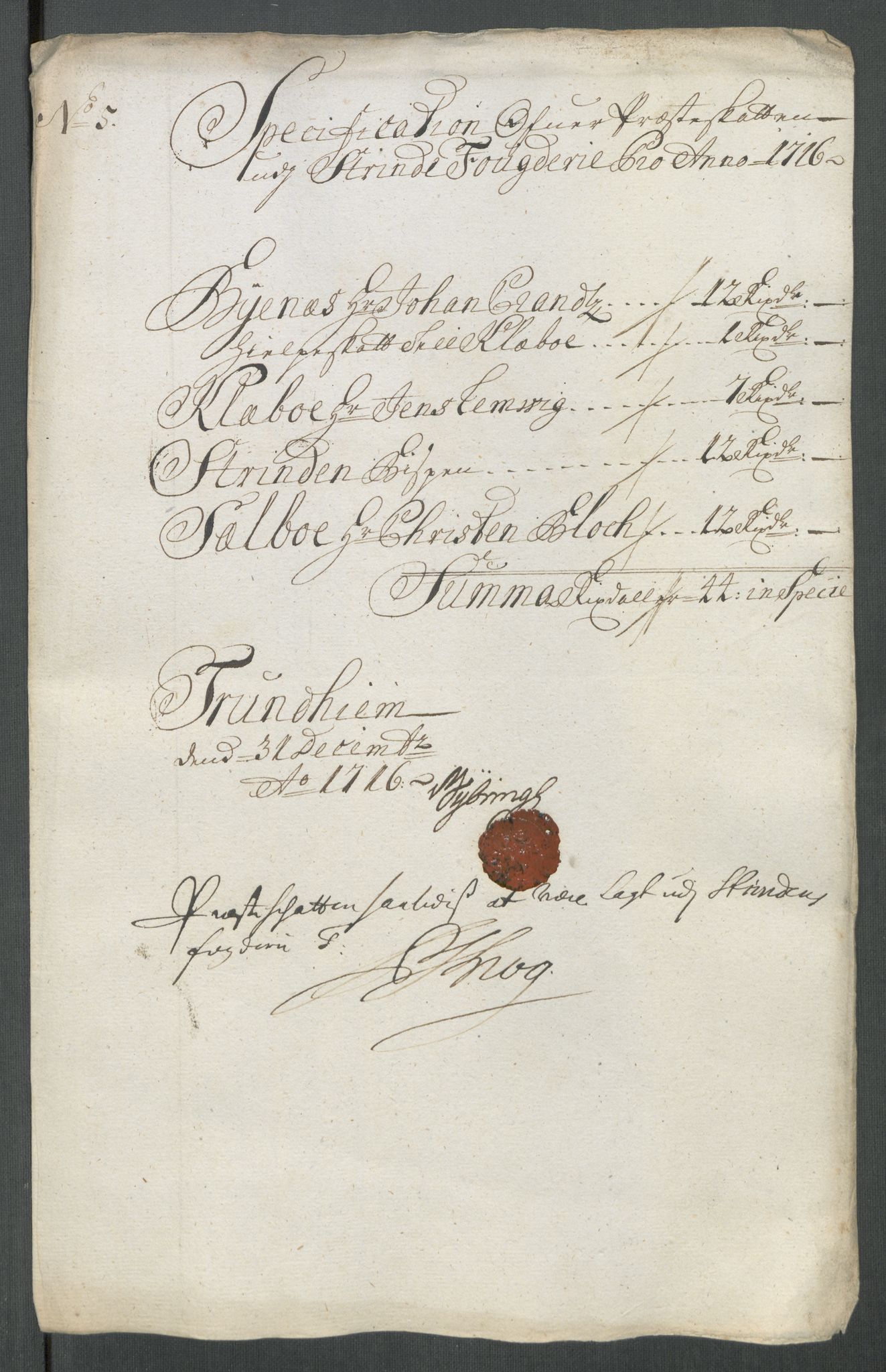 Rentekammeret inntil 1814, Reviderte regnskaper, Fogderegnskap, AV/RA-EA-4092/R61/L4115: Fogderegnskap Strinda og Selbu, 1715-1716, p. 333