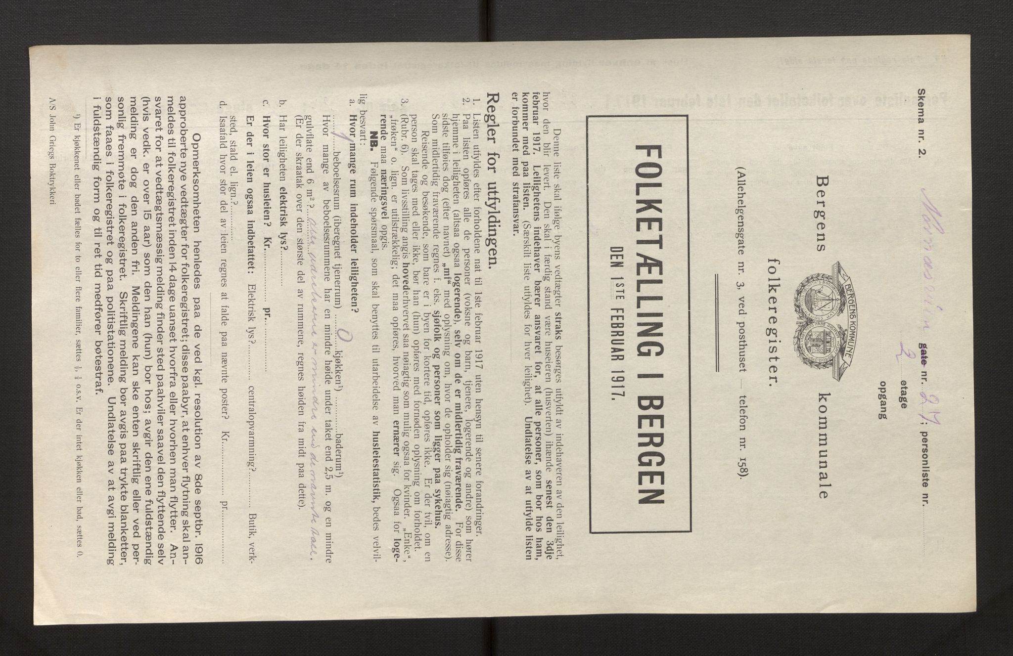 SAB, Municipal Census 1917 for Bergen, 1917, p. 27070