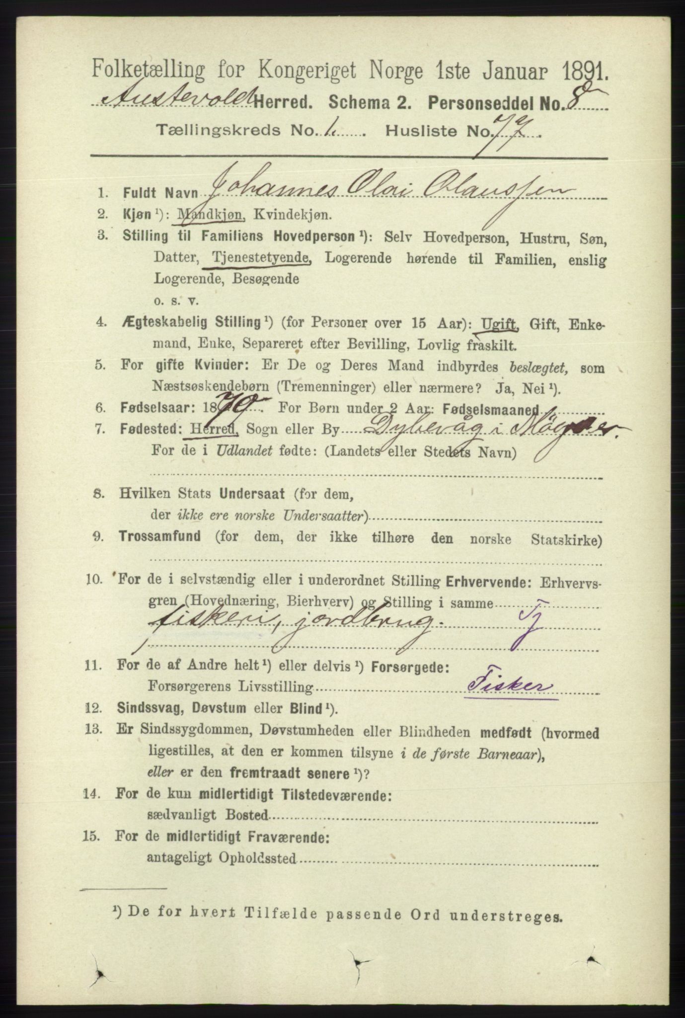 RA, 1891 census for 1244 Austevoll, 1891, p. 550