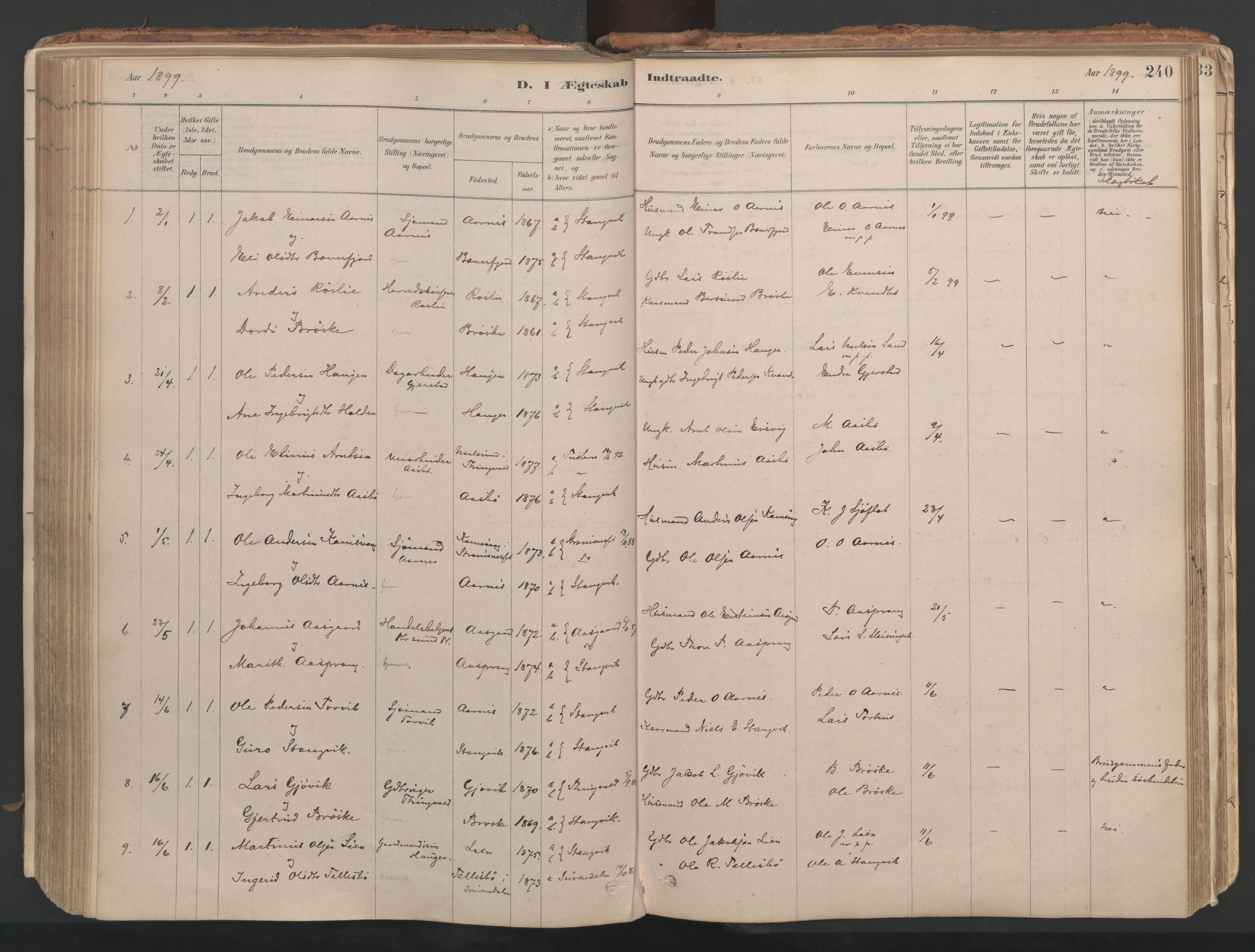 Ministerialprotokoller, klokkerbøker og fødselsregistre - Møre og Romsdal, AV/SAT-A-1454/592/L1029: Parish register (official) no. 592A07, 1879-1902, p. 240