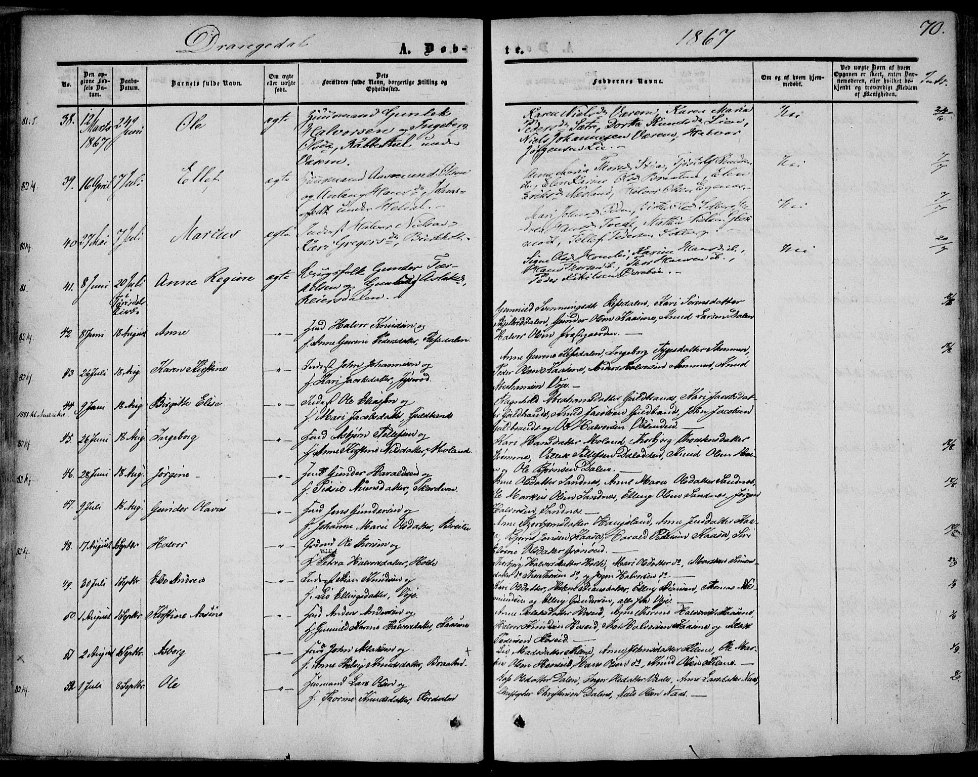 Drangedal kirkebøker, SAKO/A-258/F/Fa/L0008: Parish register (official) no. 8, 1857-1871, p. 70