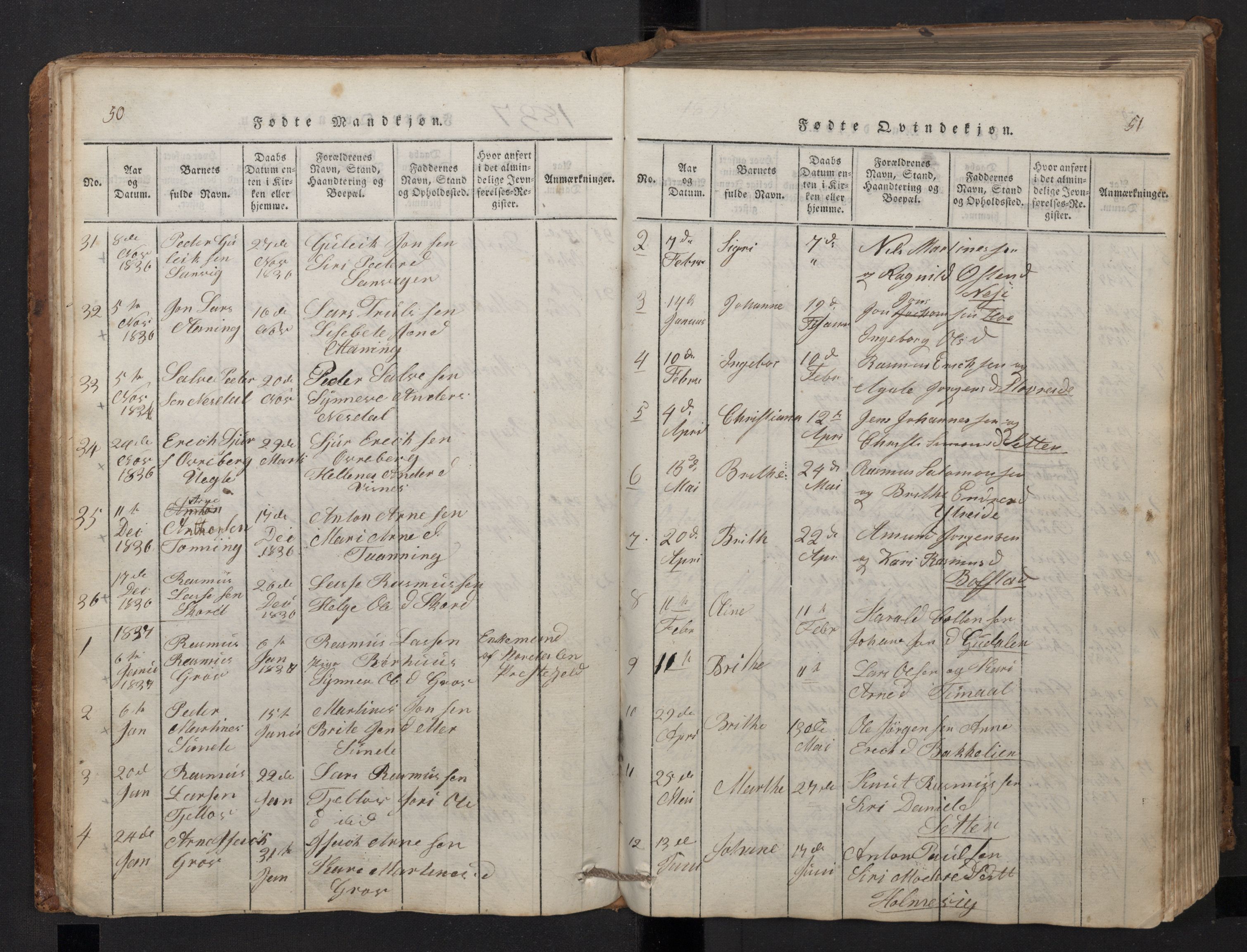 Stryn Sokneprestembete, AV/SAB-A-82501: Parish register (copy) no. A 1, 1816-1844, p. 50-51