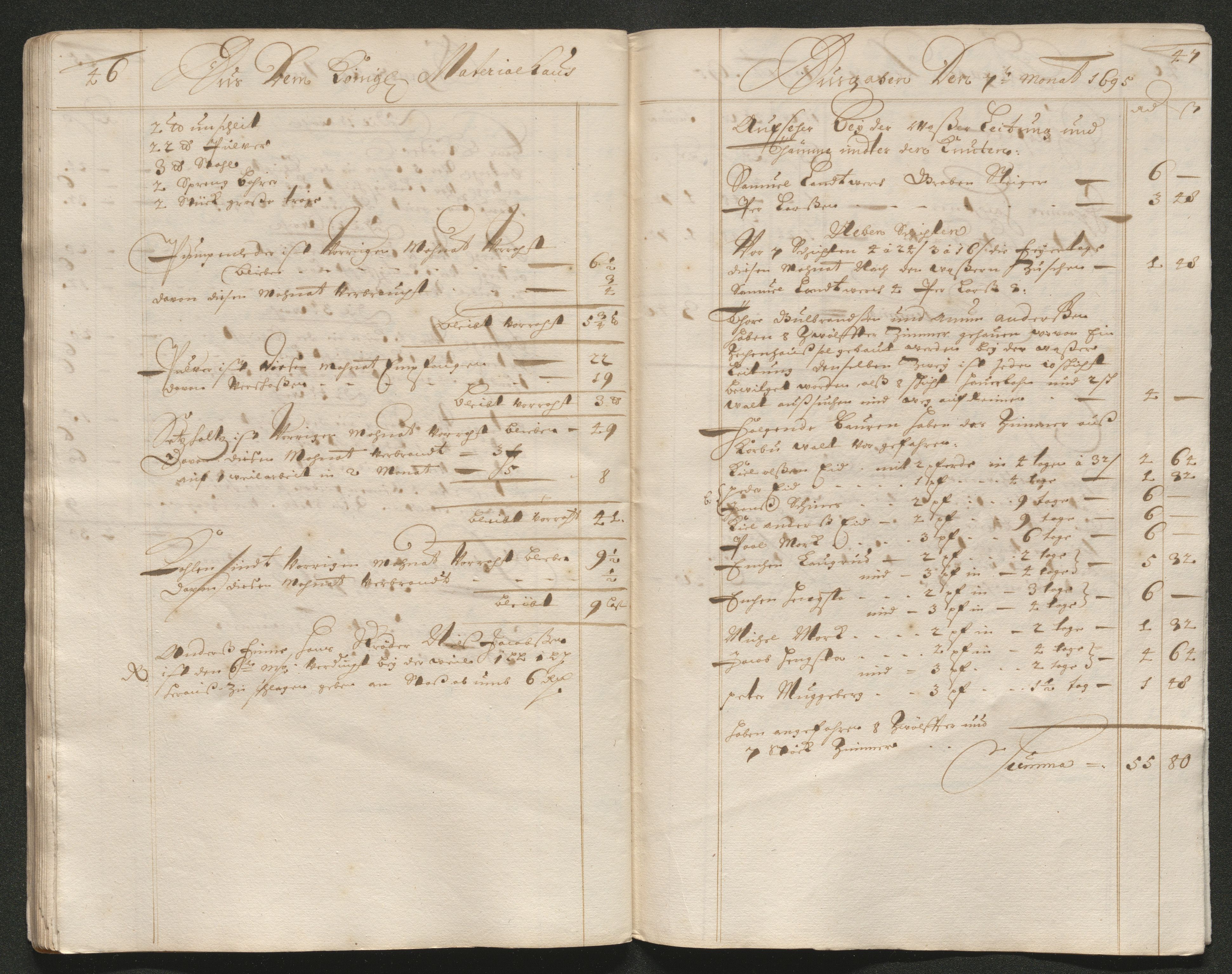 Kongsberg Sølvverk 1623-1816, AV/SAKO-EA-3135/001/D/Dc/Dcd/L0068: Utgiftsregnskap for gruver m.m., 1694-1695, p. 347