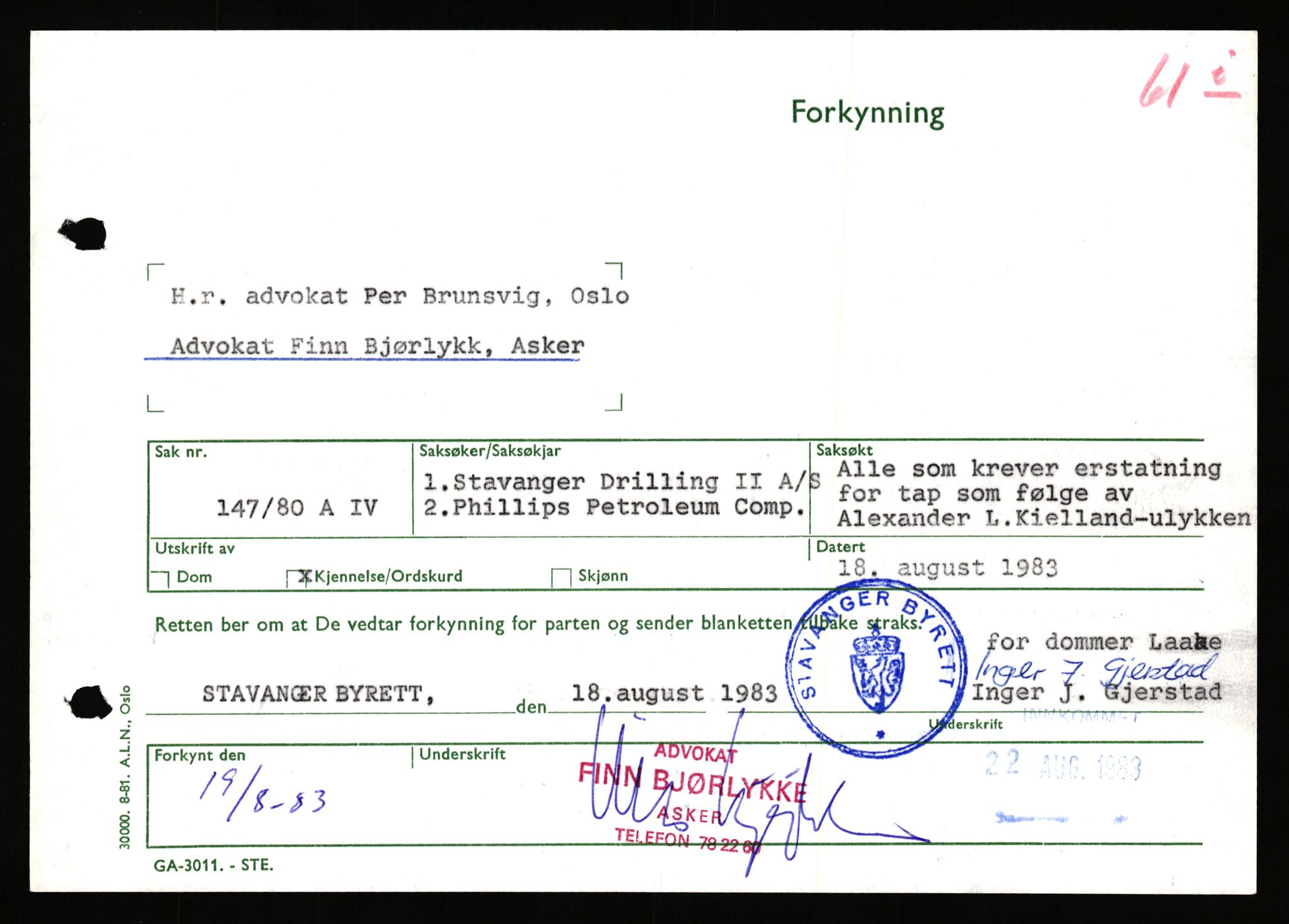 Stavanger byrett, SAST/A-100455/003/F/Fh/Fhb/L0039b: A IV sak nr 147, 1980, p. 789