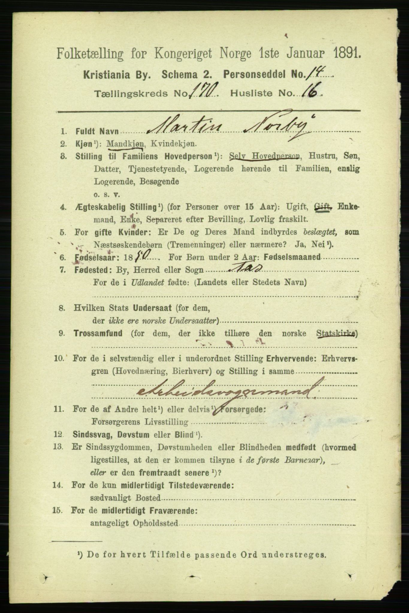 RA, 1891 census for 0301 Kristiania, 1891, p. 100264
