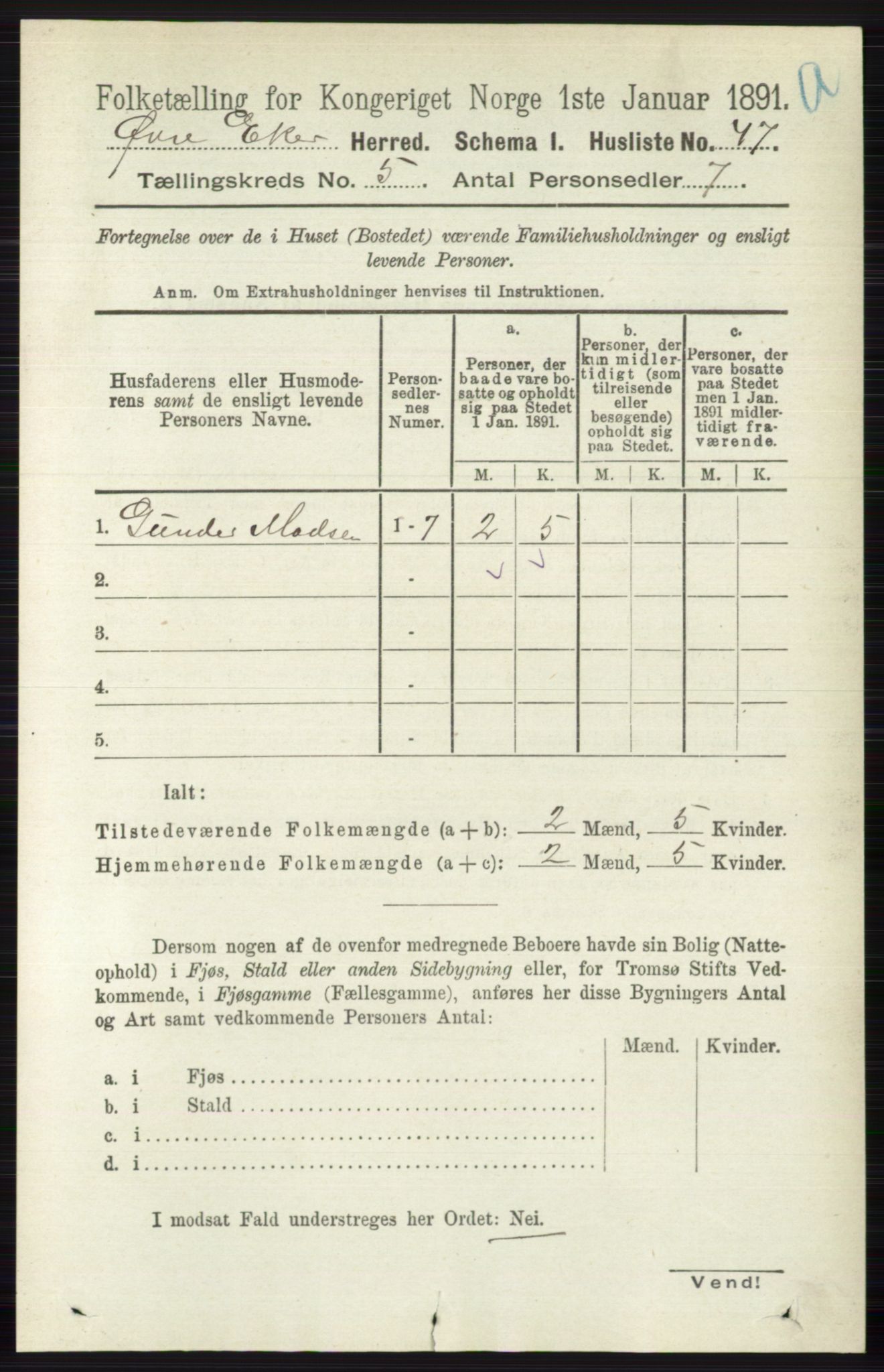 RA, 1891 census for 0624 Øvre Eiker, 1891, p. 1821