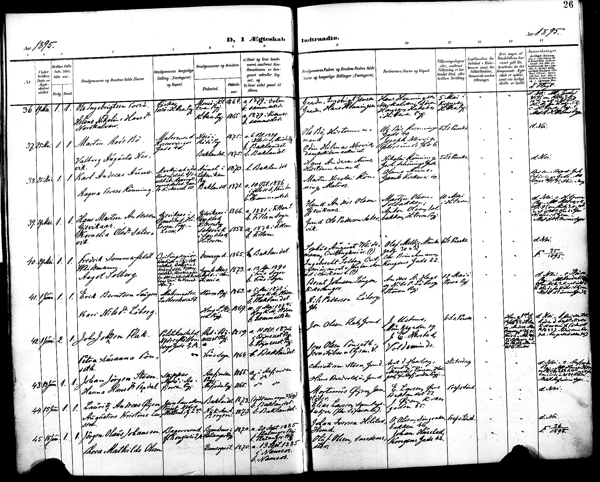 Ministerialprotokoller, klokkerbøker og fødselsregistre - Sør-Trøndelag, AV/SAT-A-1456/604/L0198: Parish register (official) no. 604A19, 1893-1900, p. 26