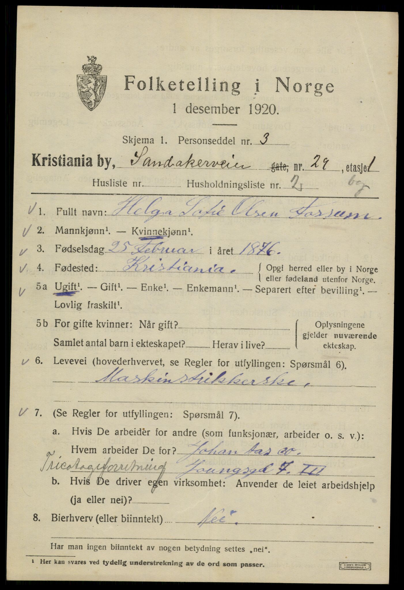 SAO, 1920 census for Kristiania, 1920, p. 478505