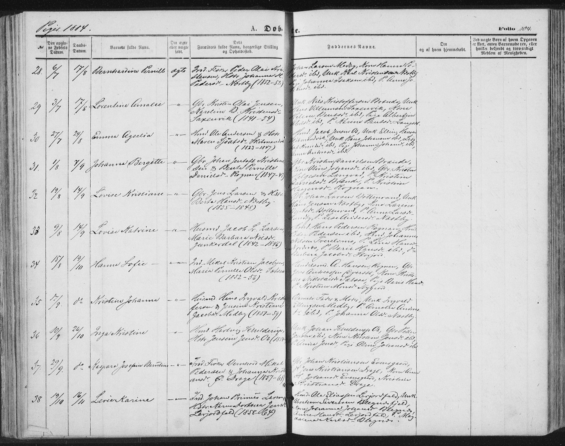 Ministerialprotokoller, klokkerbøker og fødselsregistre - Nordland, SAT/A-1459/847/L0668: Parish register (official) no. 847A08, 1872-1886, p. 104