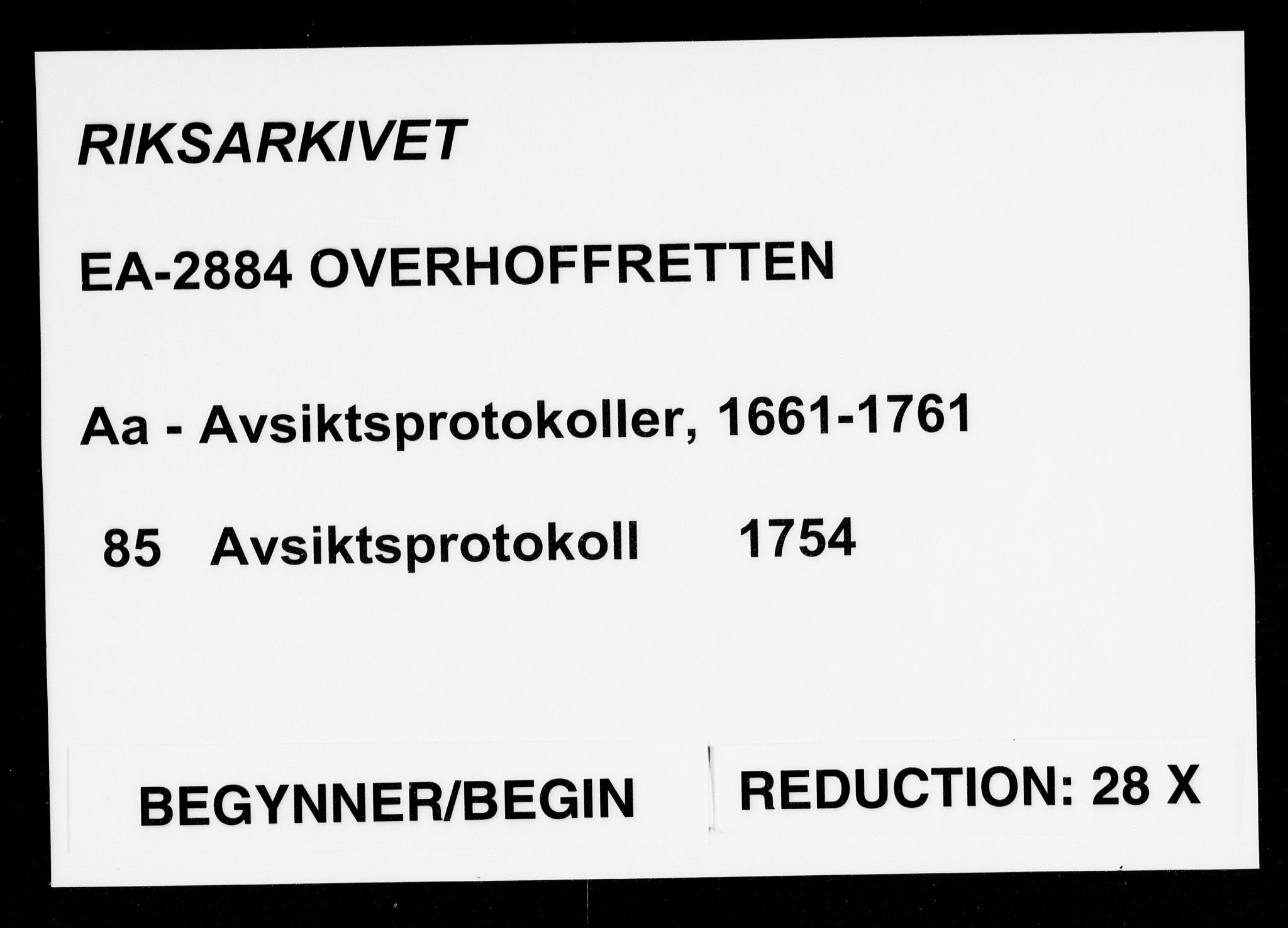 Overhoffretten 1667-1797, AV/RA-EA-2884/Aa/L0085: Avsiktsprotokoll, 1754