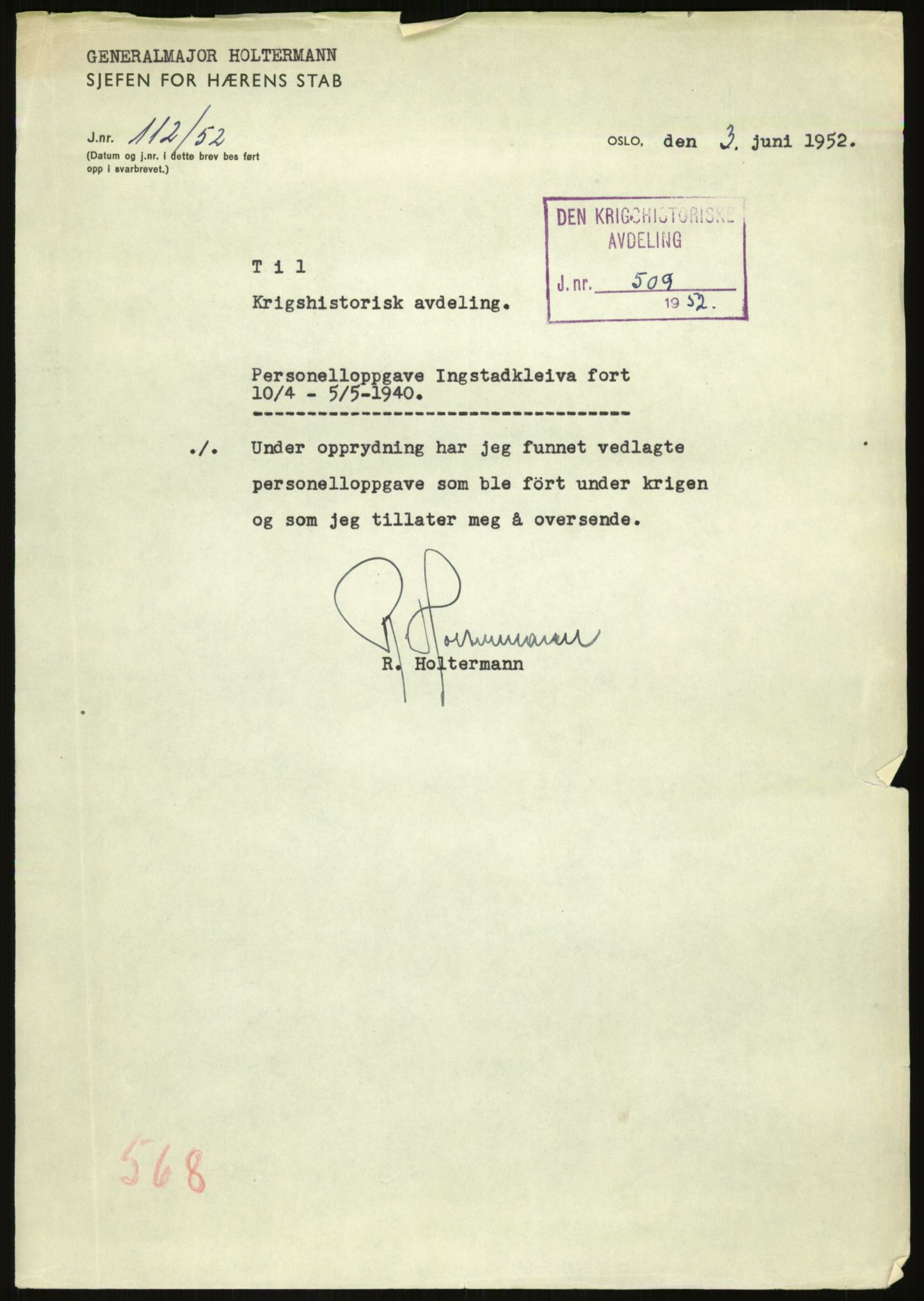 Forsvaret, Forsvarets krigshistoriske avdeling, AV/RA-RAFA-2017/Y/Yb/L0119: II-C-11-568-575  -  5. Divisjon., 1940, p. 568